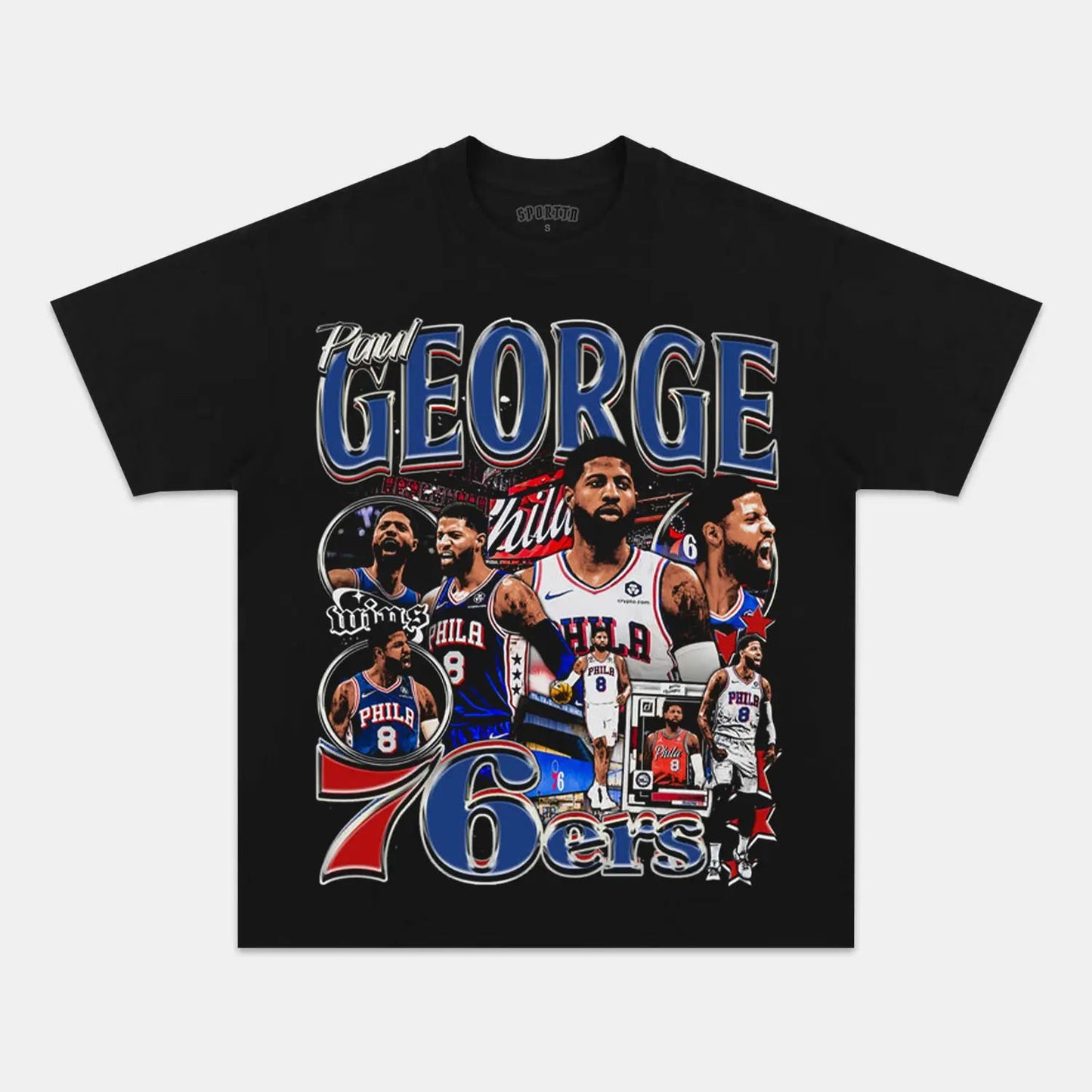 Unisex-Adult Ultra Cotton Washed T-Shirt Graphic  PAULGEORGE-SIXERS TEE