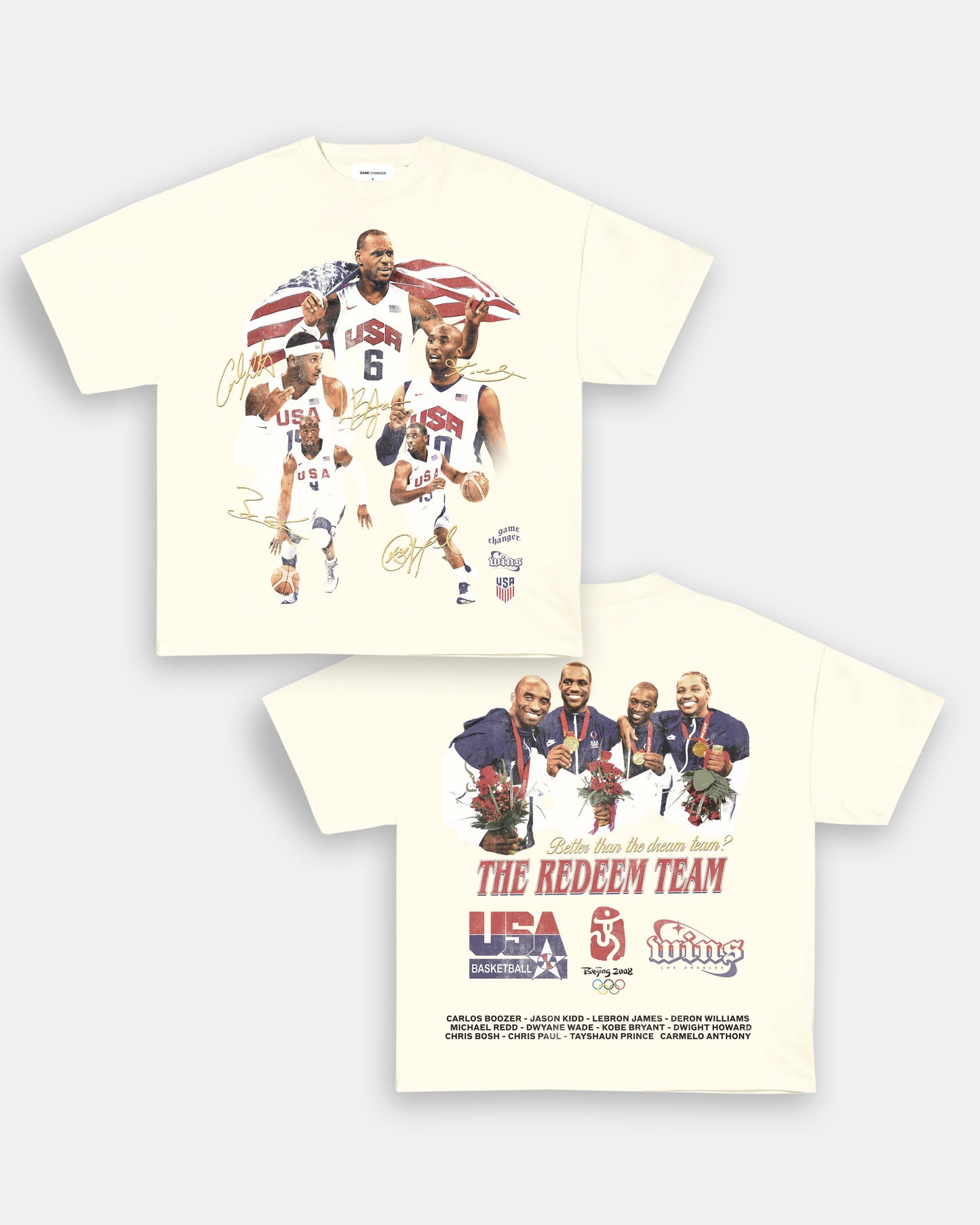 Unisex-Adult Ultra Cotton Washed T-Shirt Graphic 2008 USA BASKETBALL TEE - [DS]