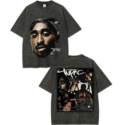 Unisex-Adult Ultra Cotton Washed T-Shirt Graphic  2 PAC TEE - [DS]