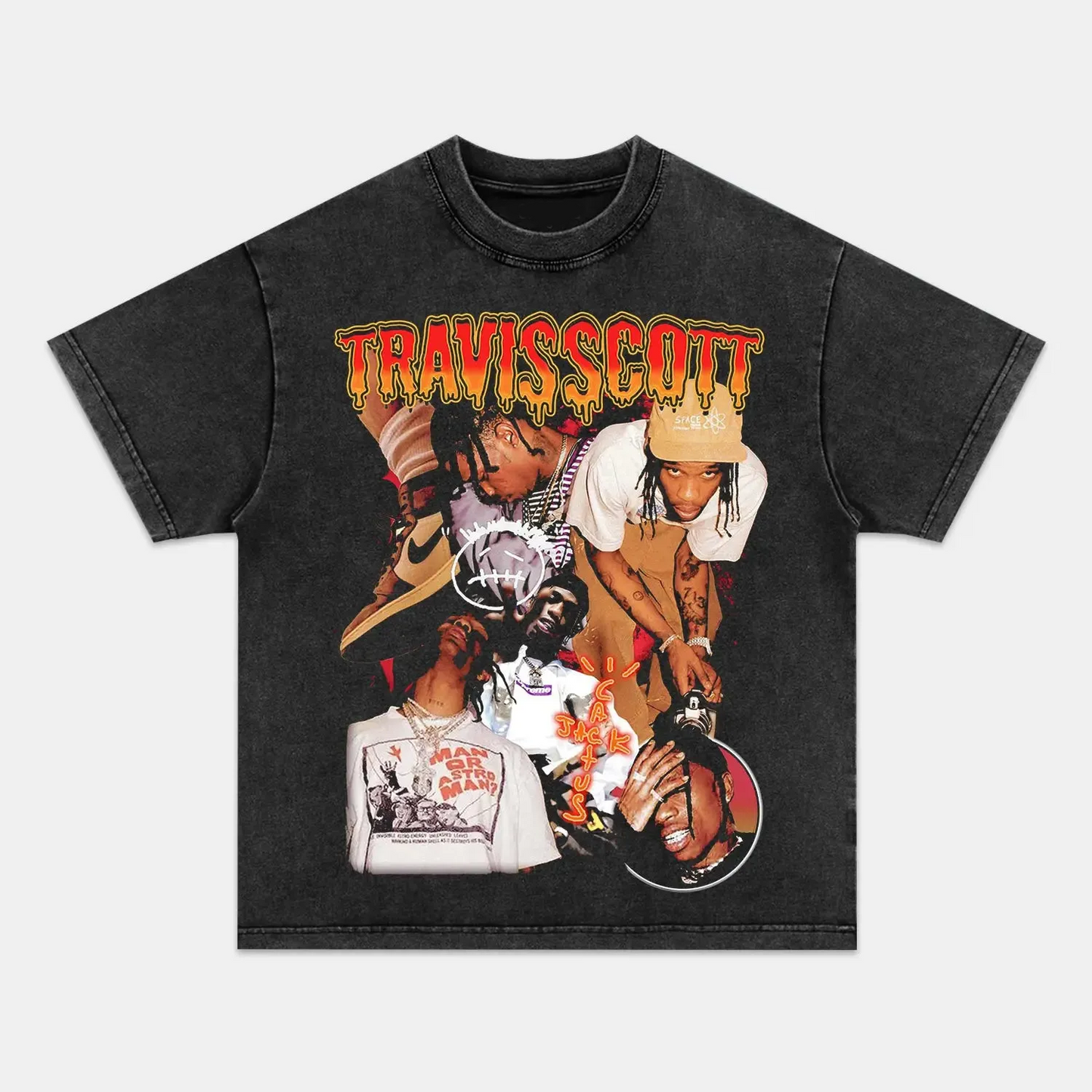 Unisex-Adult Ultra Cotton Washed T-Shirt Graphic  TRAVIS SCOTT V5 TEE