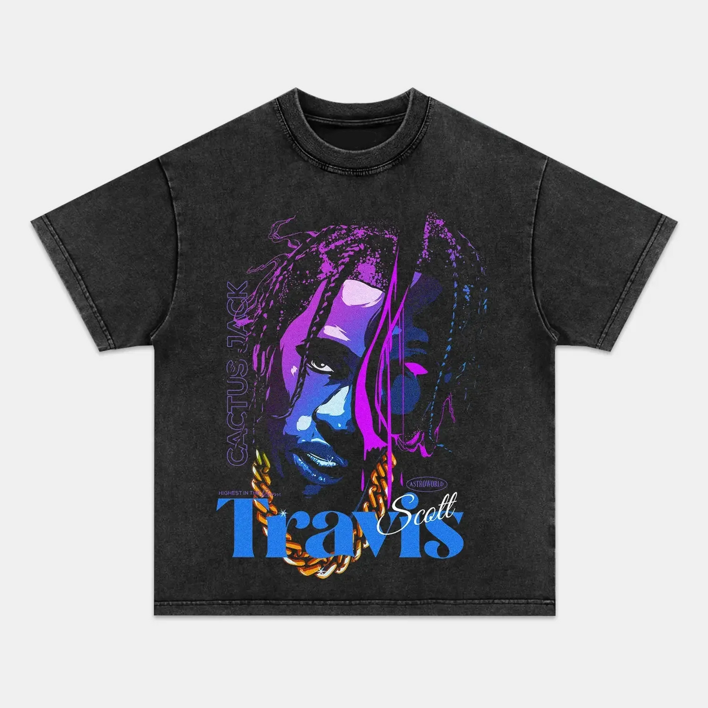 Unisex-Adult Ultra Cotton Washed T-Shirt Graphic  TRAVIS SCOTT V4 TEE