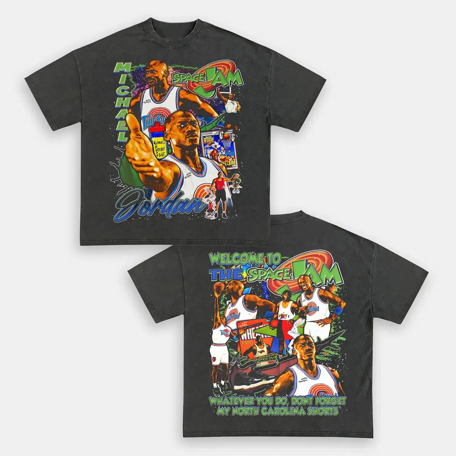 Unisex-Adult Ultra Cotton Washed T-Shirt Graphic  SPACE JAM JORDAN TEE