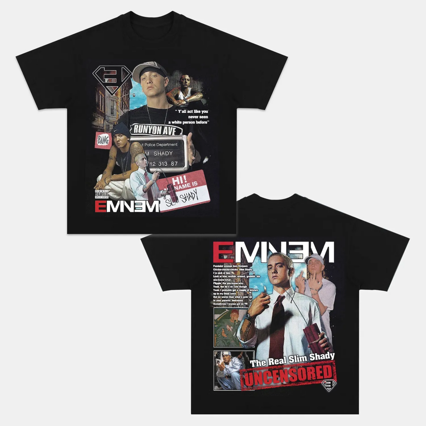 Unisex-Adult Ultra Cotton Washed T-Shirt Graphic  SLIM SHADY EMINEM TEE