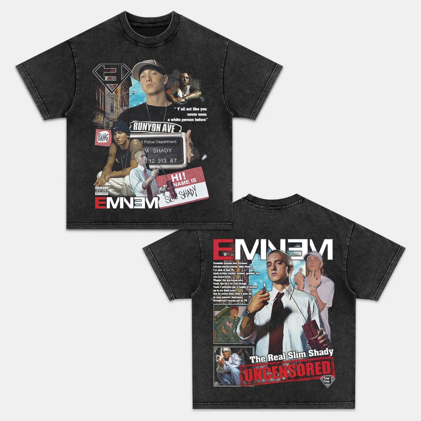 Unisex-Adult Ultra Cotton Washed T-Shirt Graphic  SLIM SHADY EMINEM TEE