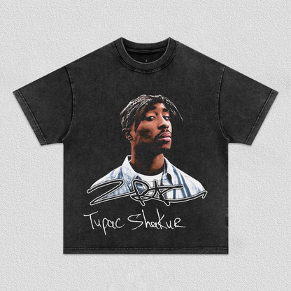 Unisex-Adult Ultra Cotton Washed T-Shirt Graphic  2 PAC TEE