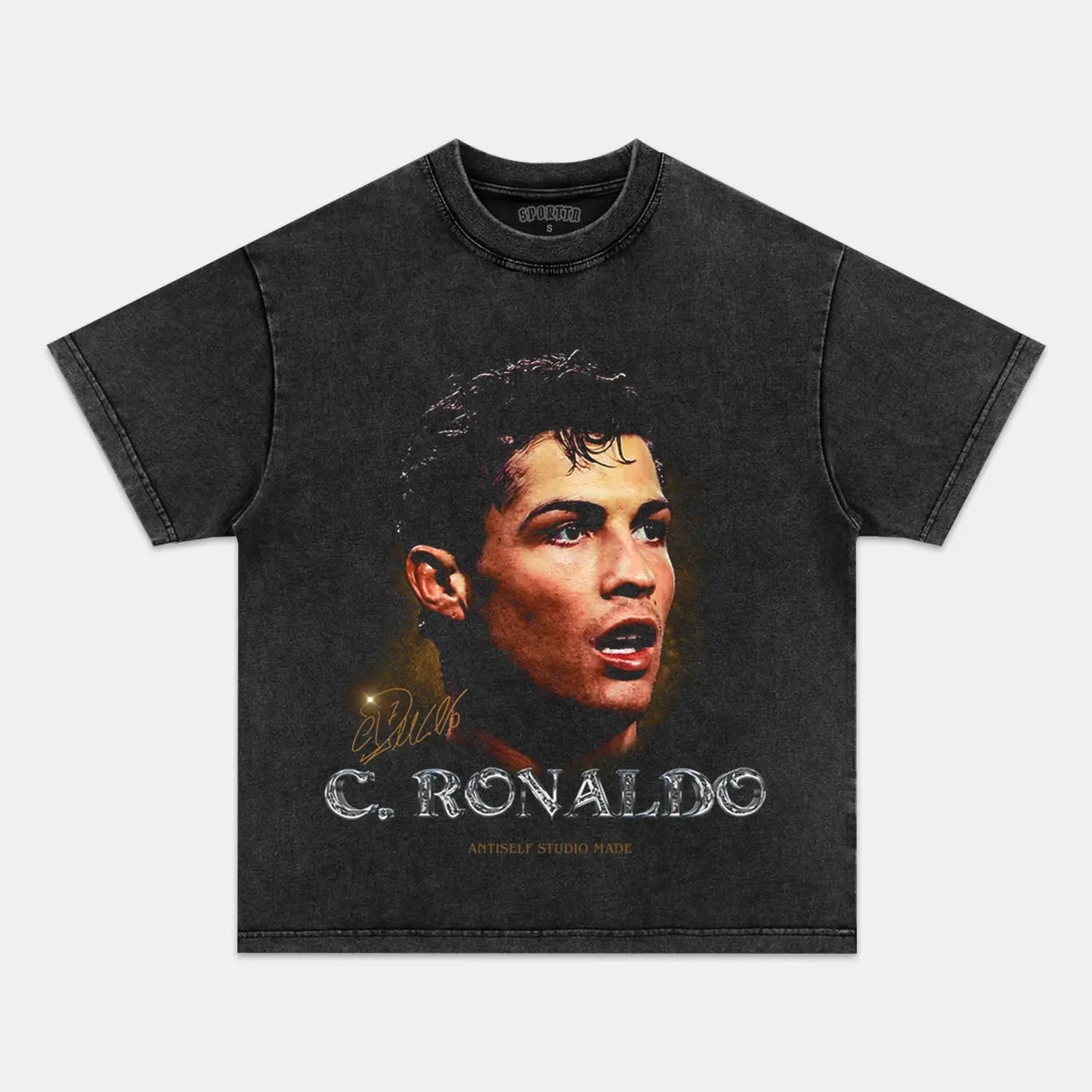 Unisex-Adult Ultra Cotton Washed T-Shirt Graphic  CRISTIANO RONALDO V3 TEE