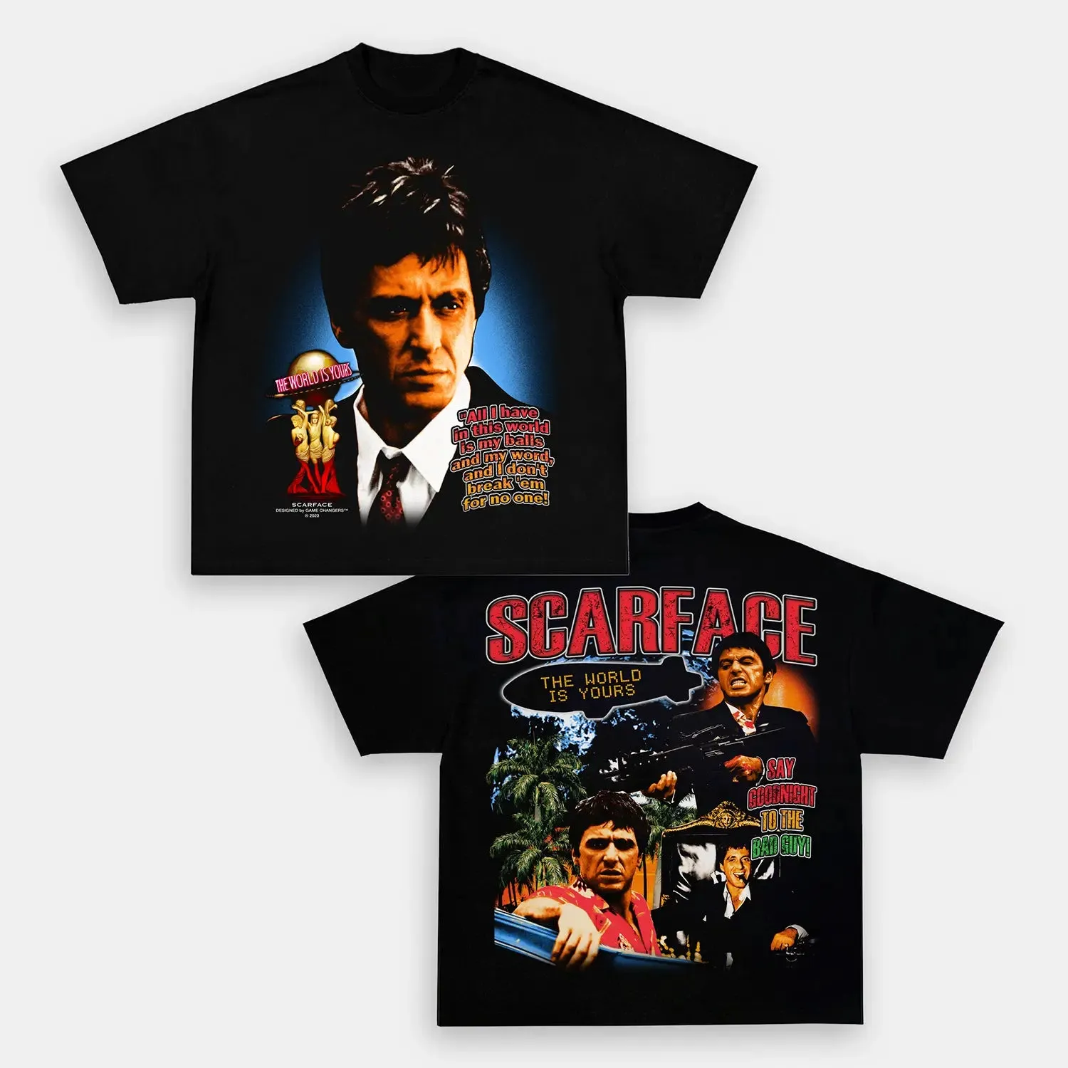 Unisex-Adult Ultra Cotton Washed T-Shirt Graphic  SCARFACE TEE