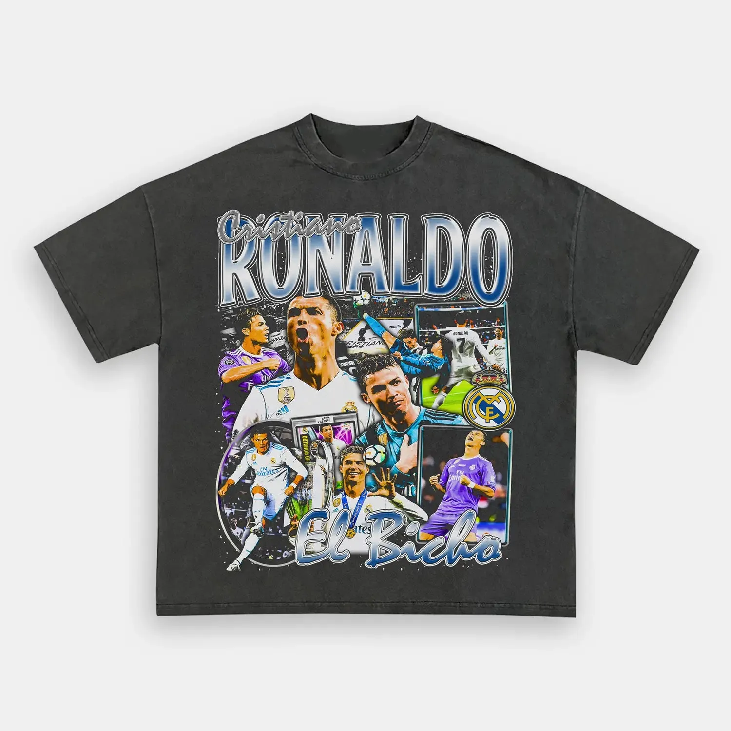 Unisex-Adult Ultra Cotton Washed T-Shirt Graphic  RONALDO REAL MADRID TEE