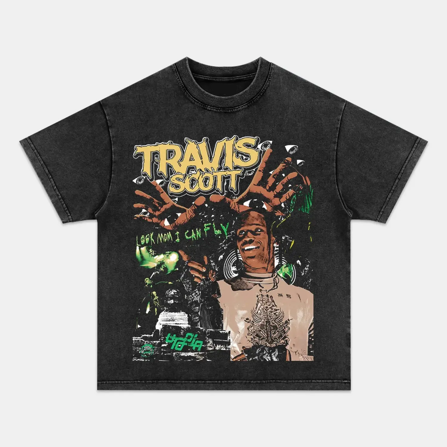 Unisex-Adult Ultra Cotton Washed T-Shirt Graphic  TRAVIS SCOTT V2