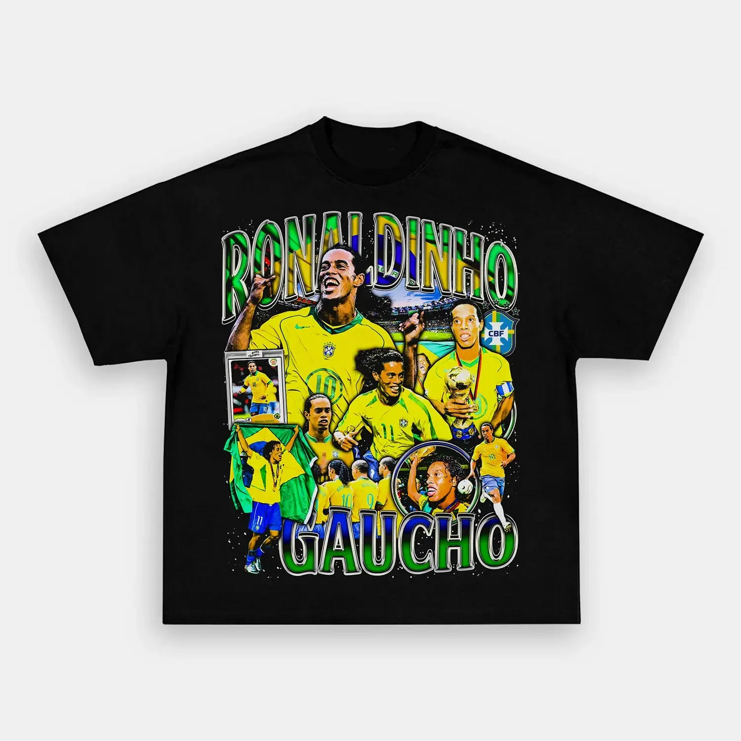 Unisex-Adult Ultra Cotton Washed T-Shirt Graphic  RONALDINHO TEE