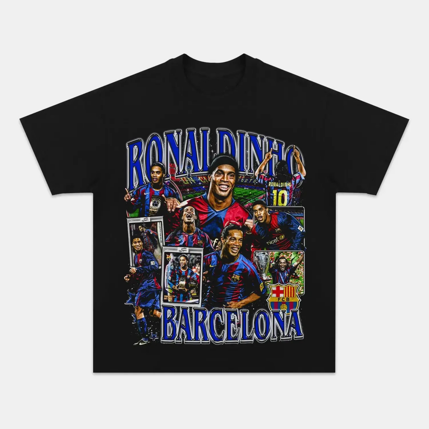 Unisex-Adult Ultra Cotton Washed T-Shirt Graphic  RONALDINHO - FCB TEE