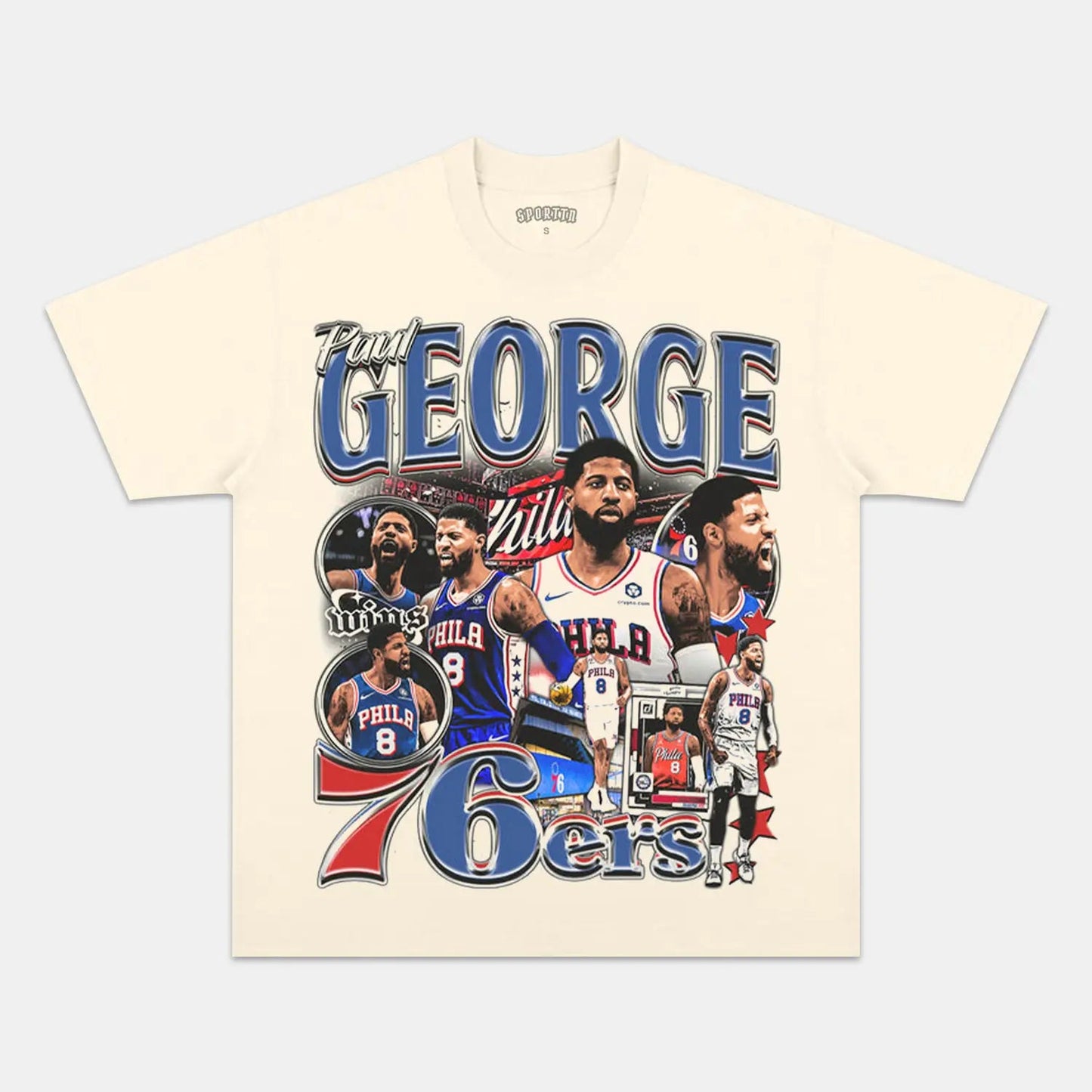 Unisex-Adult Ultra Cotton Washed T-Shirt Graphic  PAULGEORGE-SIXERS TEE