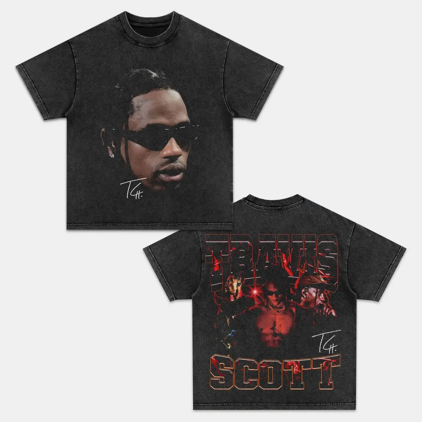 Unisex-Adult Ultra Cotton Washed T-Shirt Graphic  Travis Scott Tee