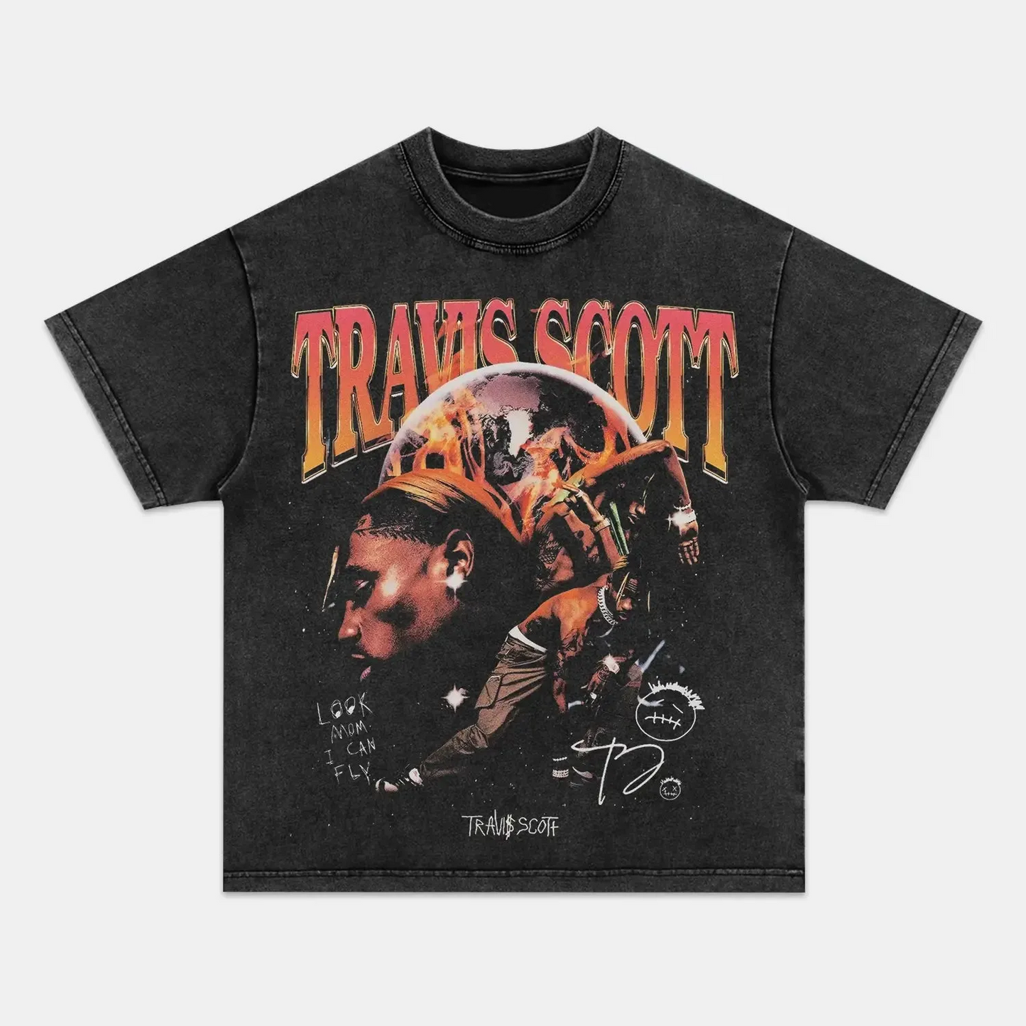 Unisex-Adult Ultra Cotton Washed T-Shirt Graphic  TRAVIS SCOTT TEE