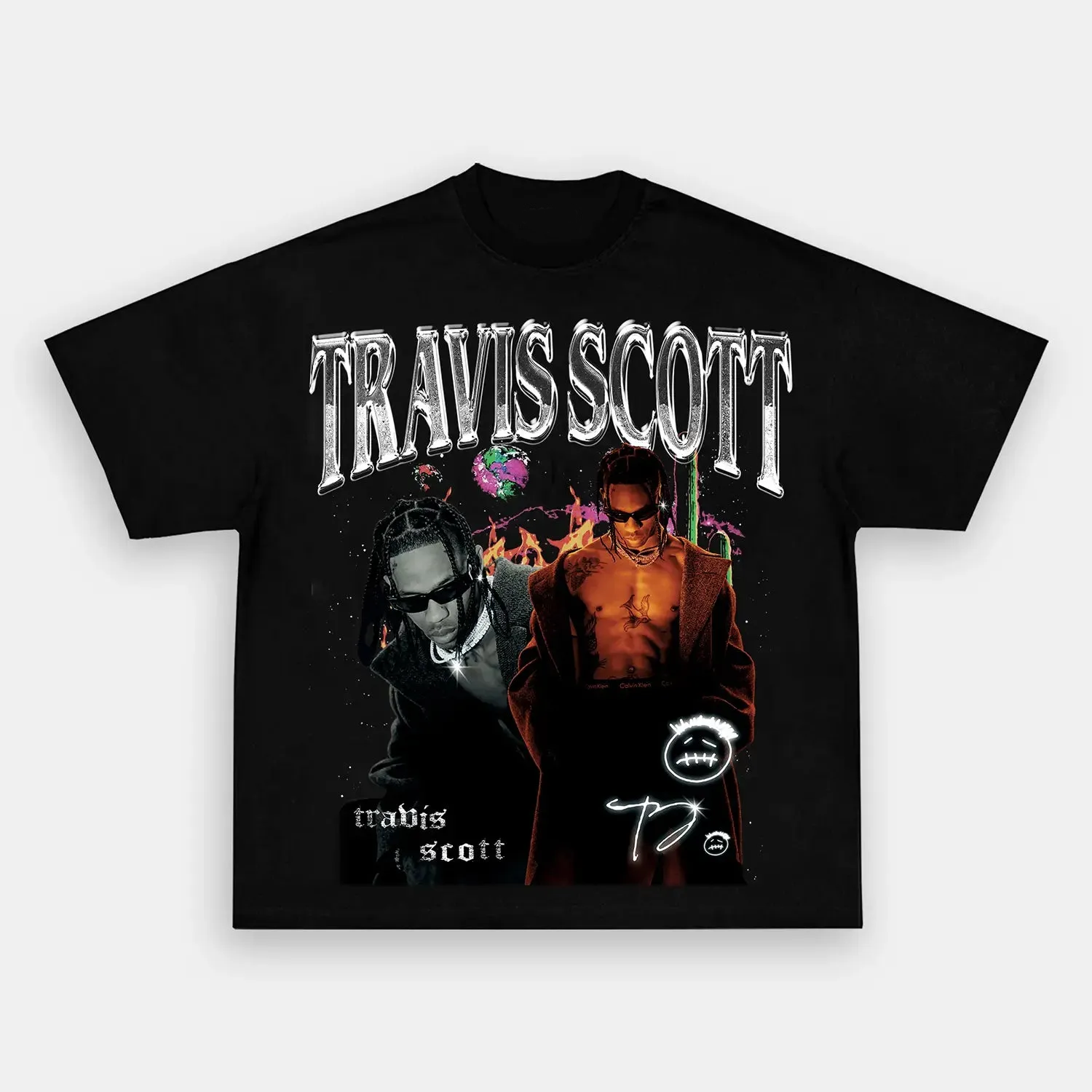 Unisex-Adult Ultra Cotton Washed T-Shirt Graphic  Travis Scott Tee