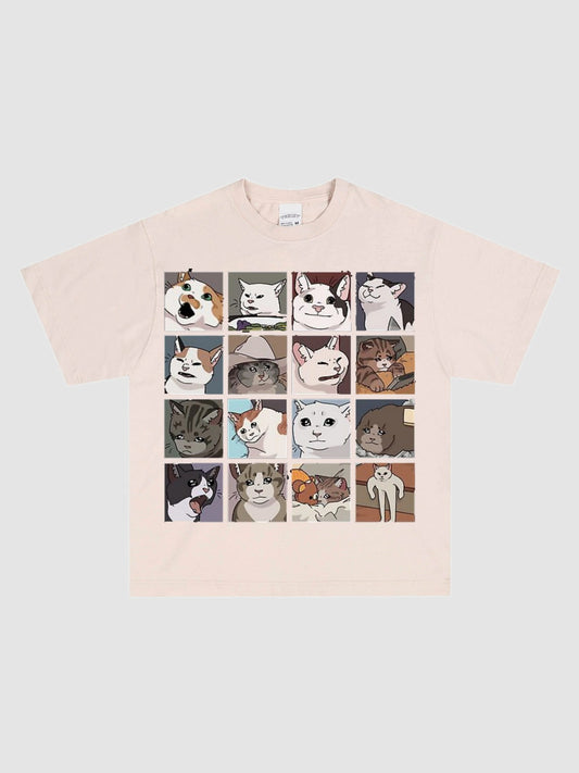 Cat Print Graphic T Shirt