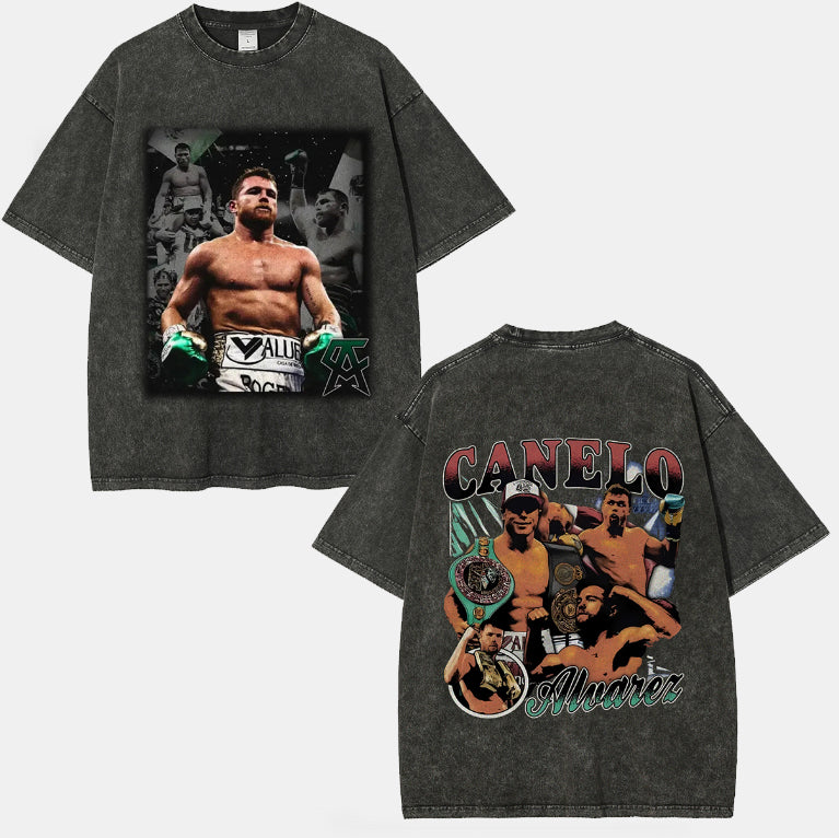 Unisex-Adult Ultra Cotton Washed T-Shirt Graphic  CANELO ALVAREZ TEE - [DS]