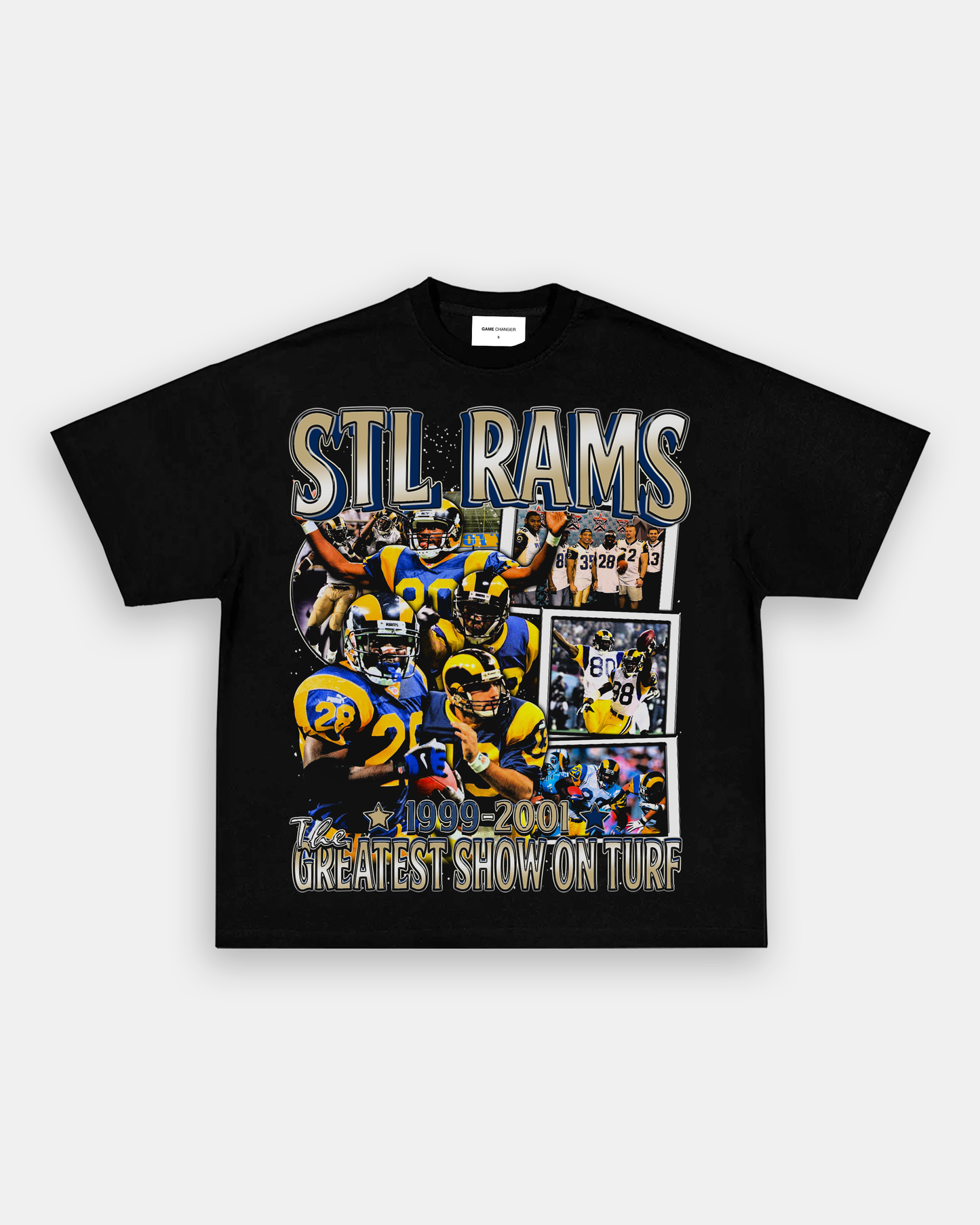 Unisex-Adult Ultra Cotton Washed T-Shirt Graphic 99-01 STL RAMS TEE