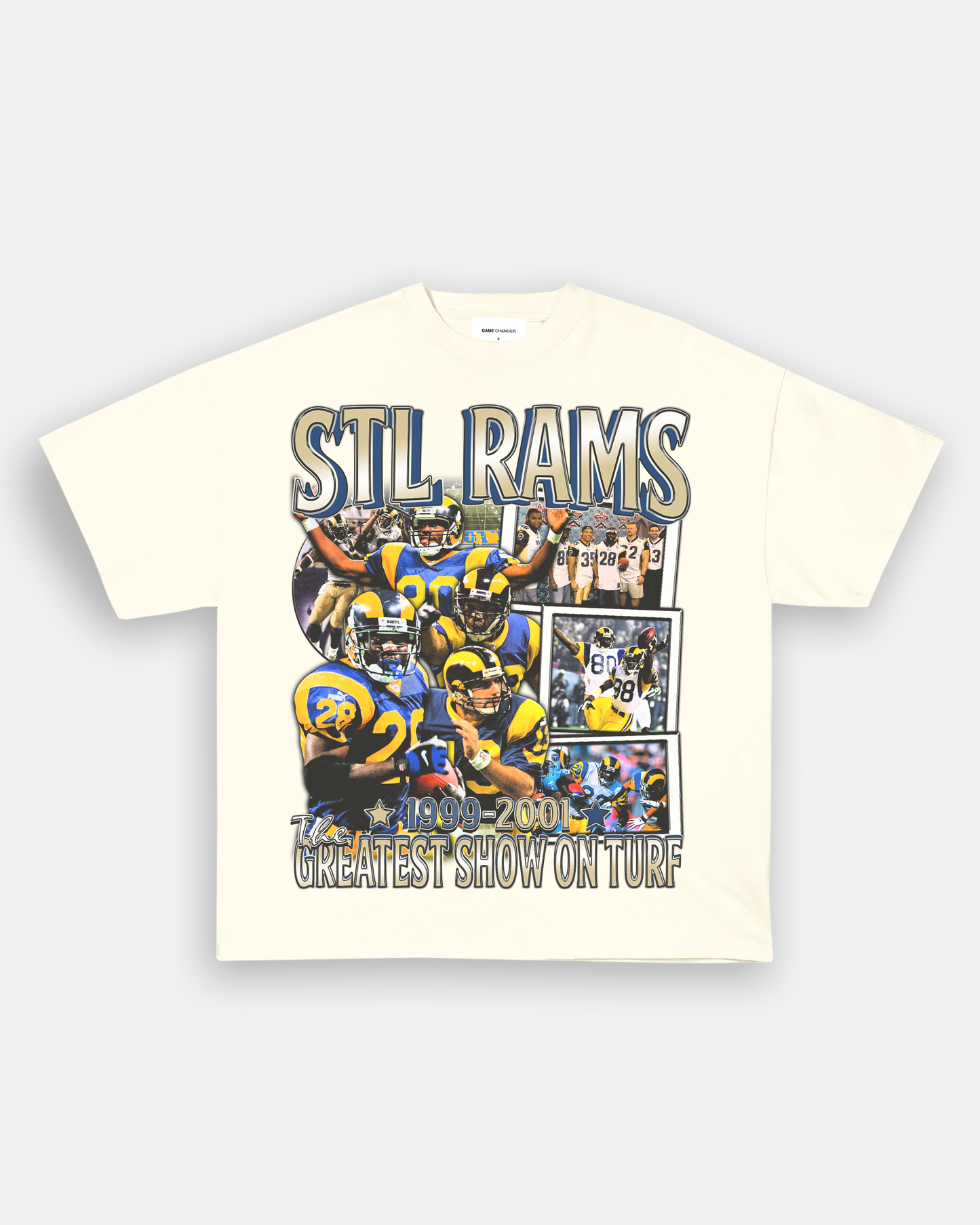 Unisex-Adult Ultra Cotton Washed T-Shirt Graphic 99-01 STL RAMS TEE