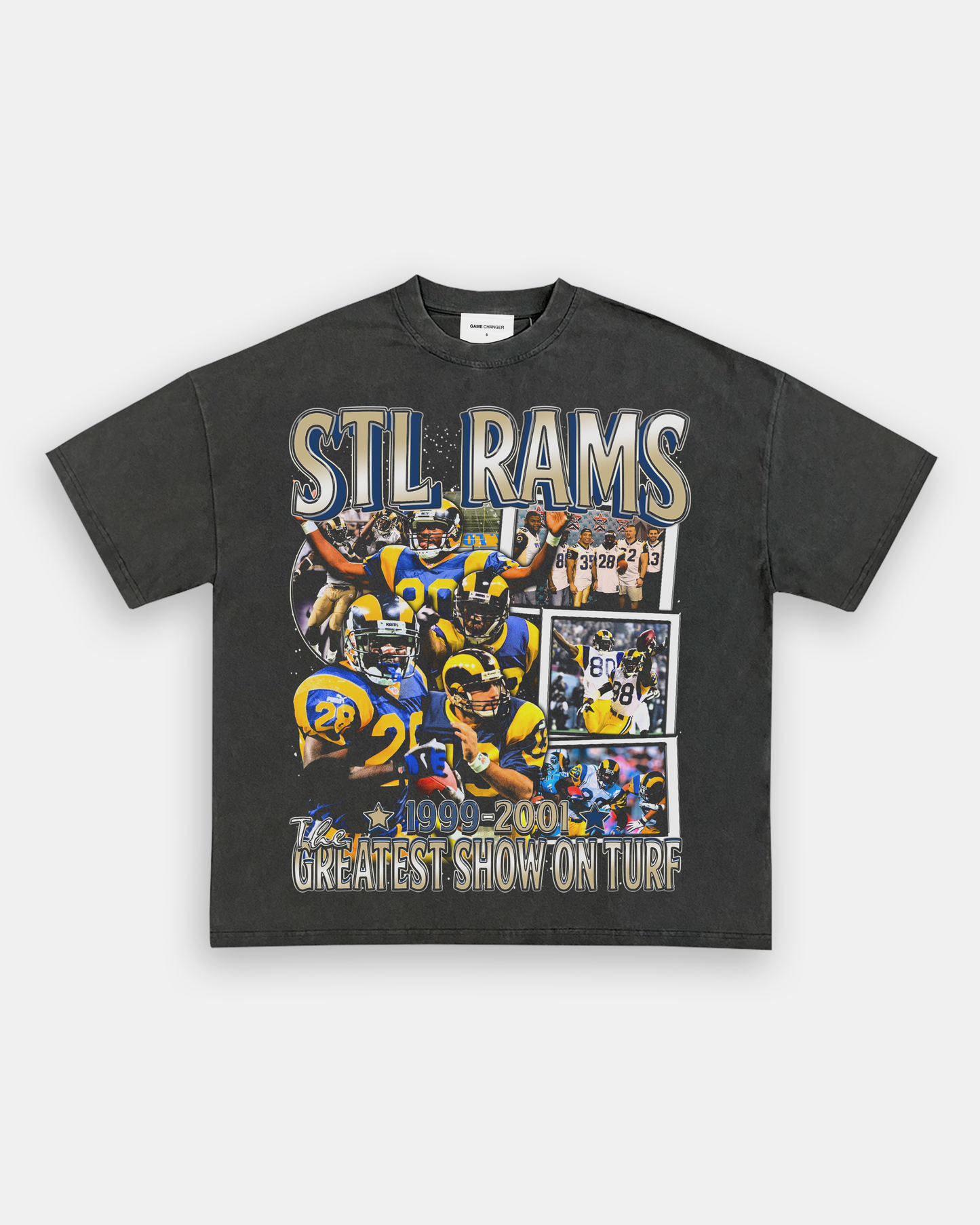 Unisex-Adult Ultra Cotton Washed T-Shirt Graphic 99-01 STL RAMS TEE