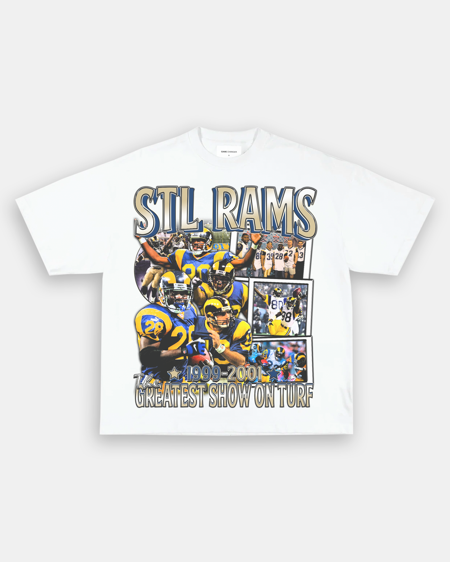 Unisex-Adult Ultra Cotton Washed T-Shirt Graphic 99-01 STL RAMS TEE