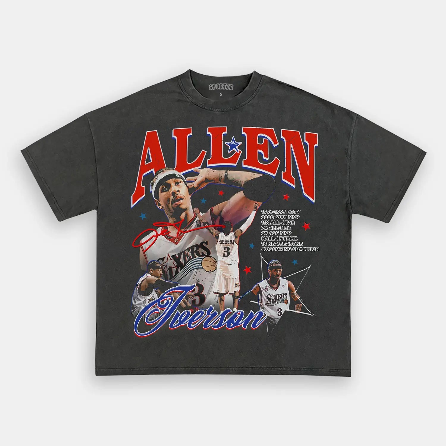 Unisex-Adult Ultra Cotton Washed T-Shirt Graphic  ALLEN IVERSON 2 TEE