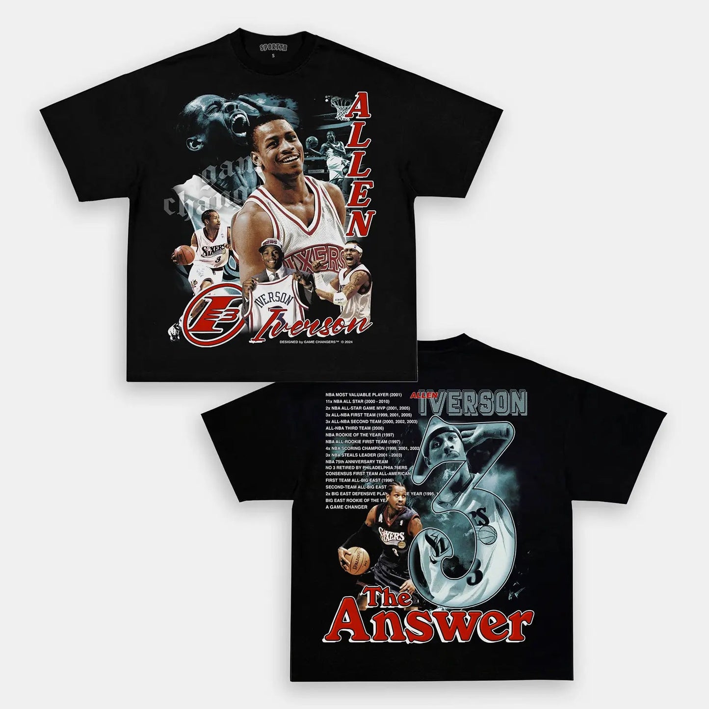 Unisex-Adult Ultra Cotton Washed T-Shirt Graphic ALLEN IVERSON 3 TEE - [DS]