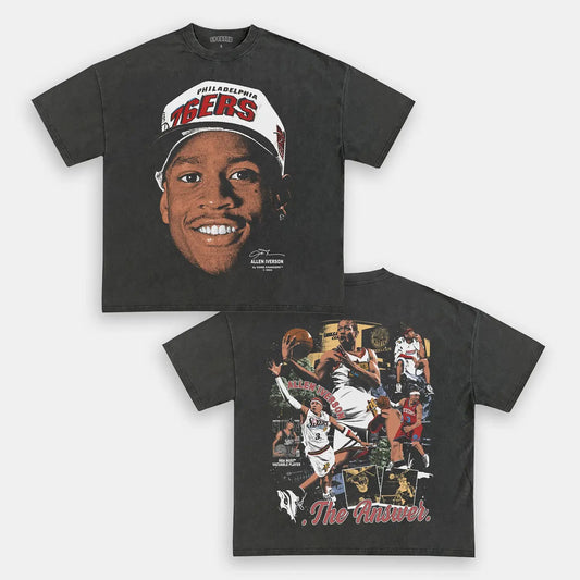 Unisex-Adult Ultra Cotton Washed T-Shirt Graphic ALLEN IVERSON V4 TEE