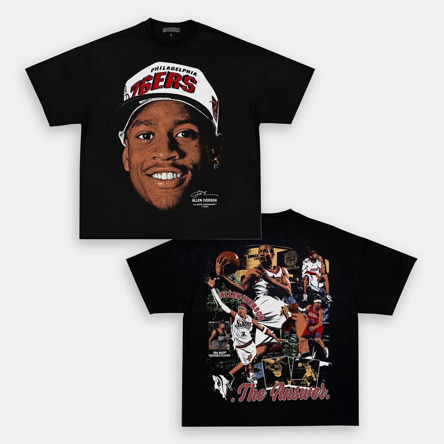 Unisex-Adult Ultra Cotton Washed T-Shirt Graphic ALLEN IVERSON V4 TEE