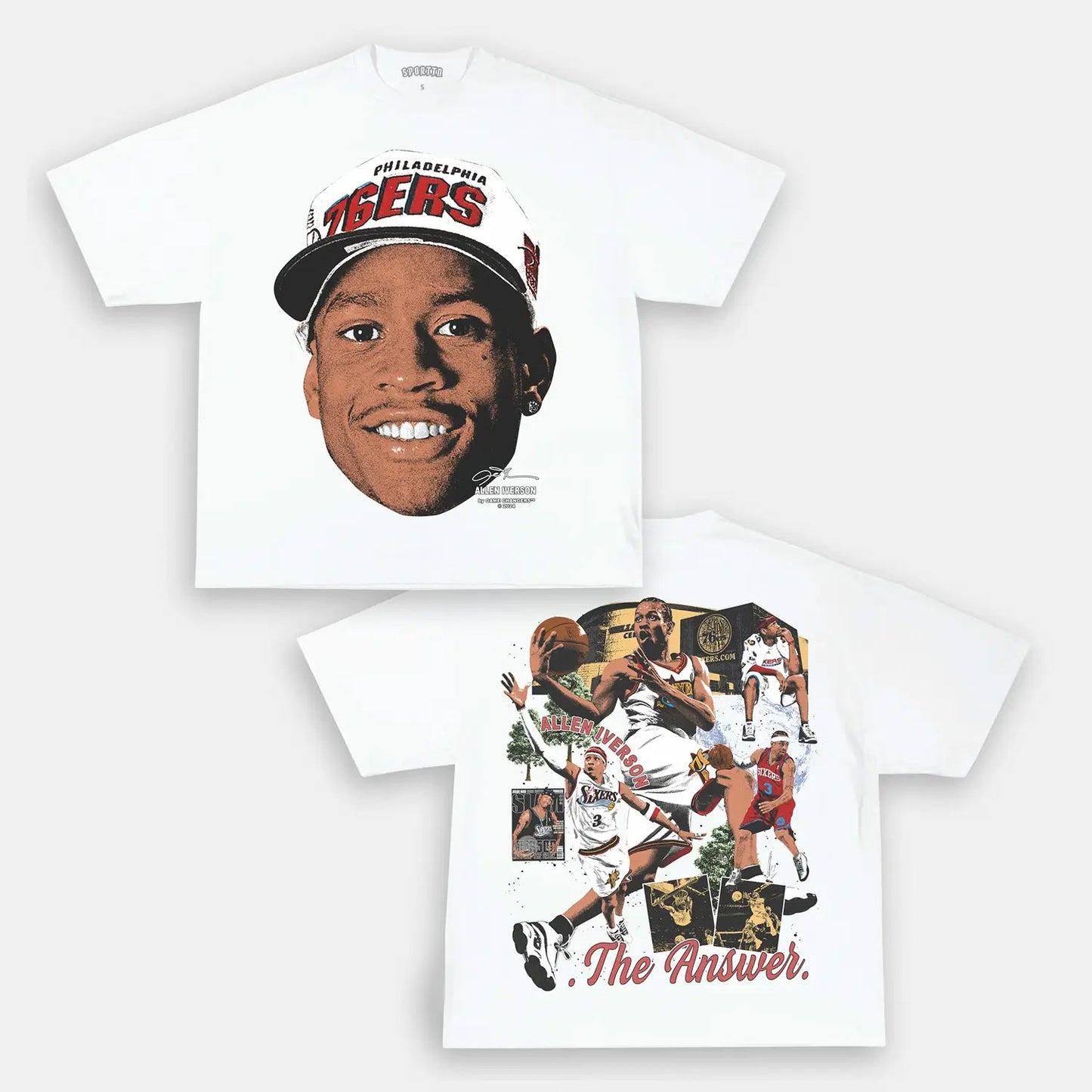 Unisex-Adult Ultra Cotton Washed T-Shirt Graphic ALLEN IVERSON V4 TEE