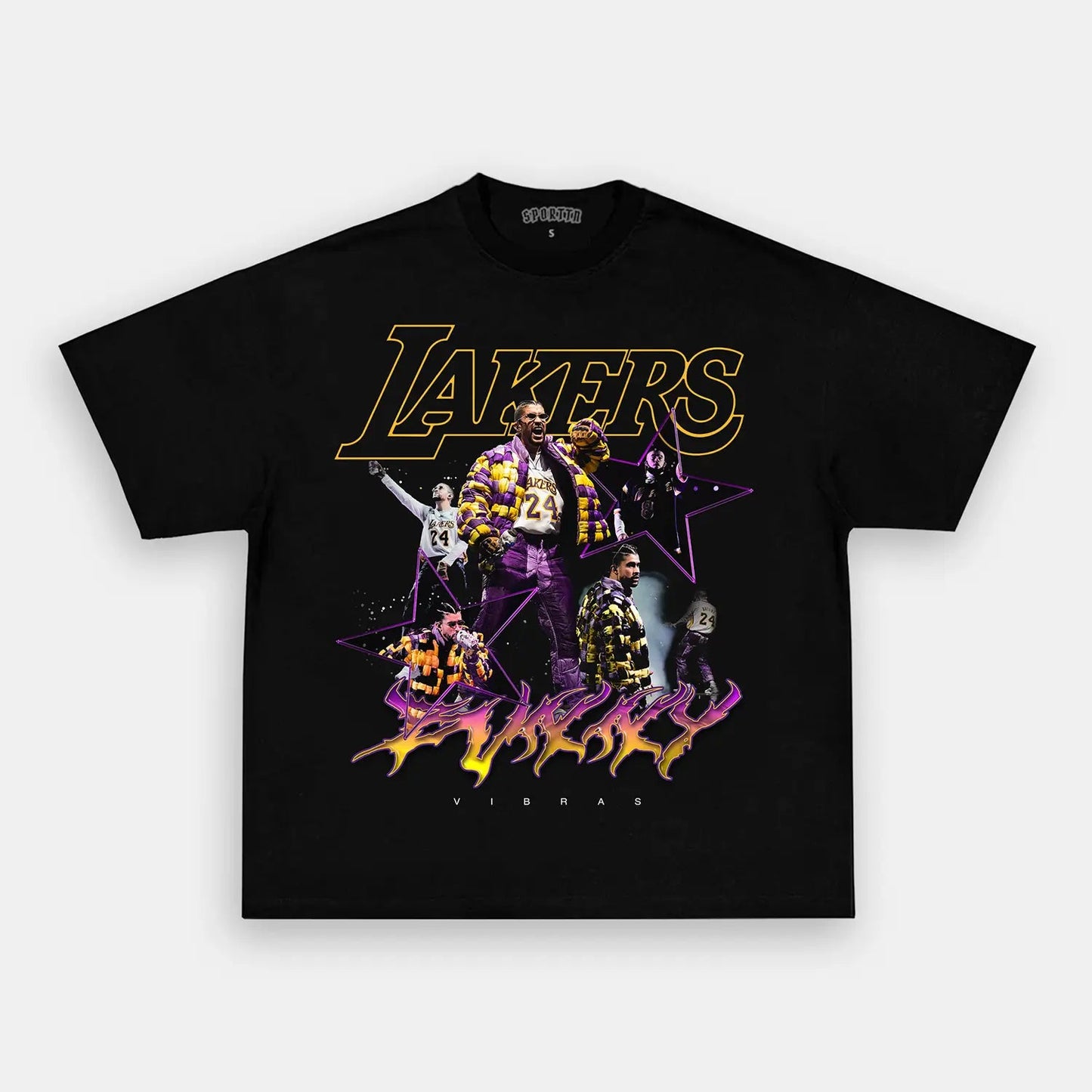 Unisex-Adult Ultra Cotton Washed T-Shirt Graphic  BAD BUNNY x LAKERS VINTAGE TEE