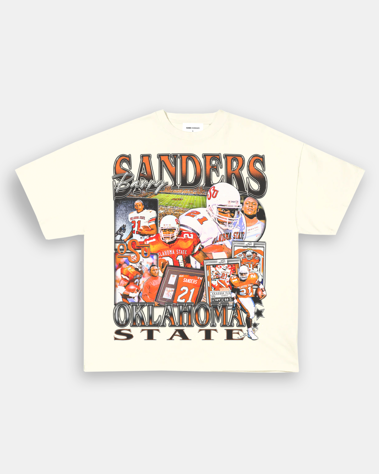 Unisex-Adult Ultra Cotton Washed T-Shirt Graphic BARRY SANDERS - OSU TEE