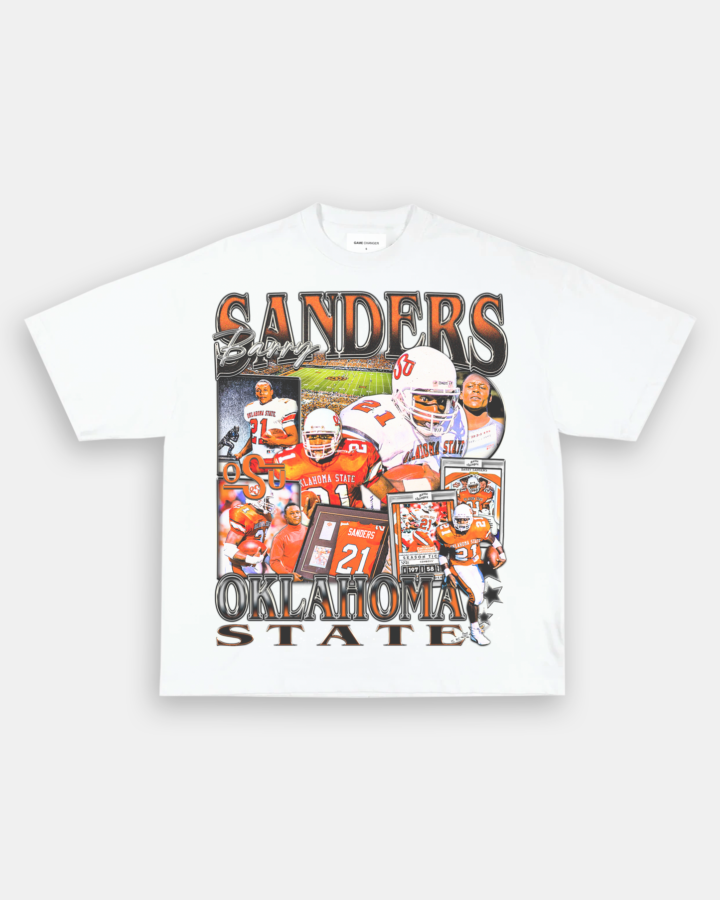 Unisex-Adult Ultra Cotton Washed T-Shirt Graphic BARRY SANDERS - OSU TEE