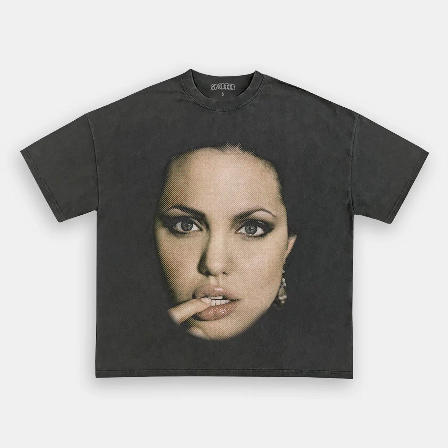 Unisex-Adult Ultra Cotton Washed T-Shirt Graphic  BIG_FACE_ANGELINA_TEE