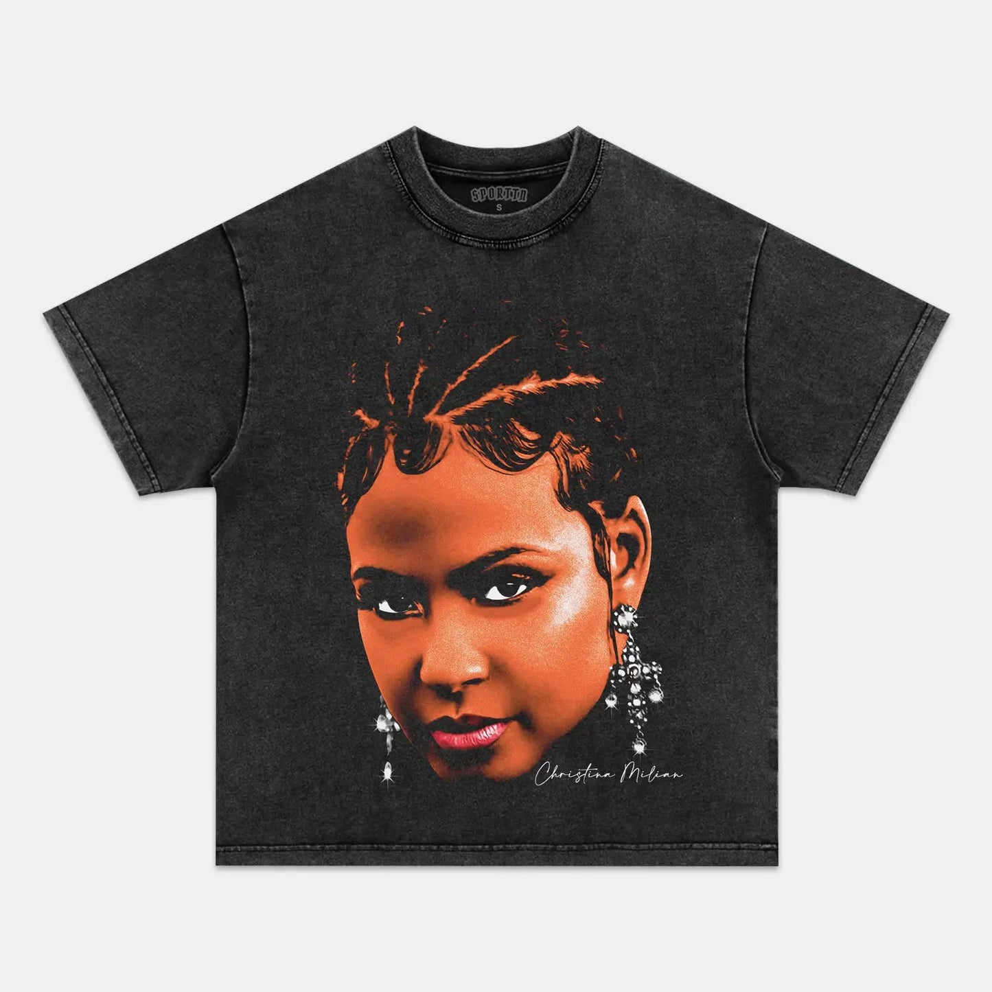 Unisex-Adult Ultra Cotton Washed T-Shirt Graphic  BIG FACE CHRISTINA MILIAN  2 TEE