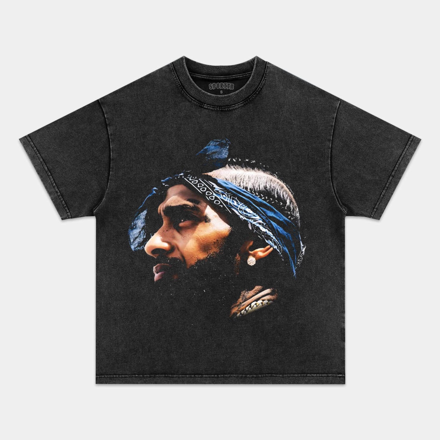 Unisex-Adult Ultra Cotton Washed T-Shirt Graphic  BIG FACE NIPSEY HUSSLE TEE