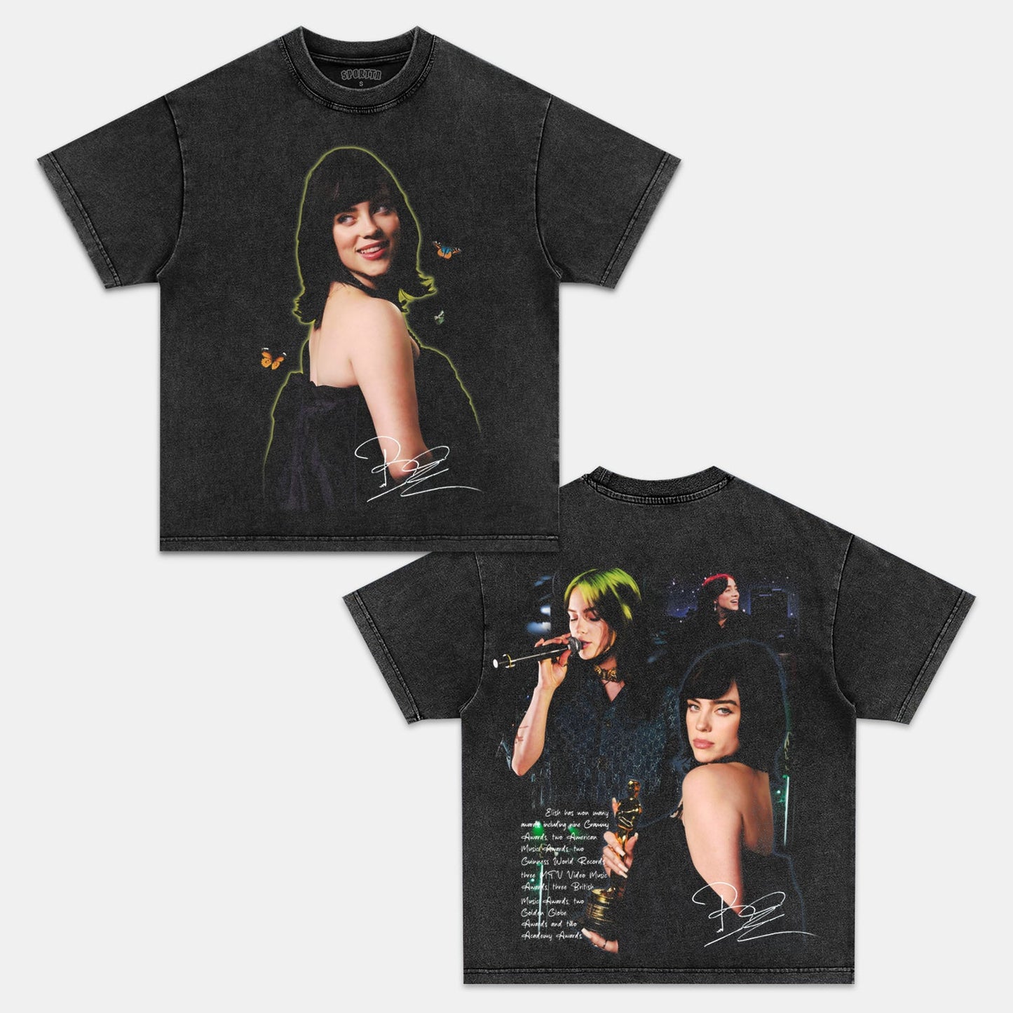 Unisex-Adult Ultra Cotton Washed T-Shirt Graphic BILLIE EILISH TEE