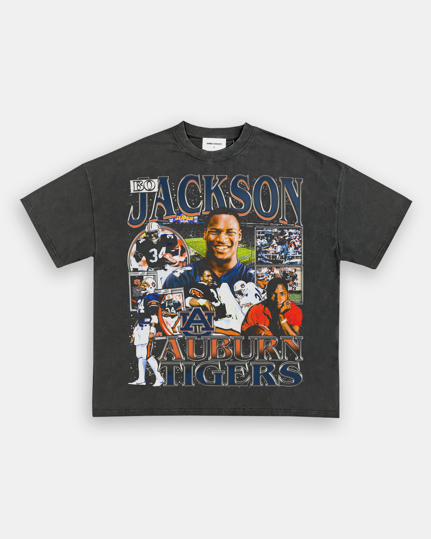 Unisex-Adult Ultra Cotton Washed T-Shirt Graphic BO JACKSON - AUBURN TEE