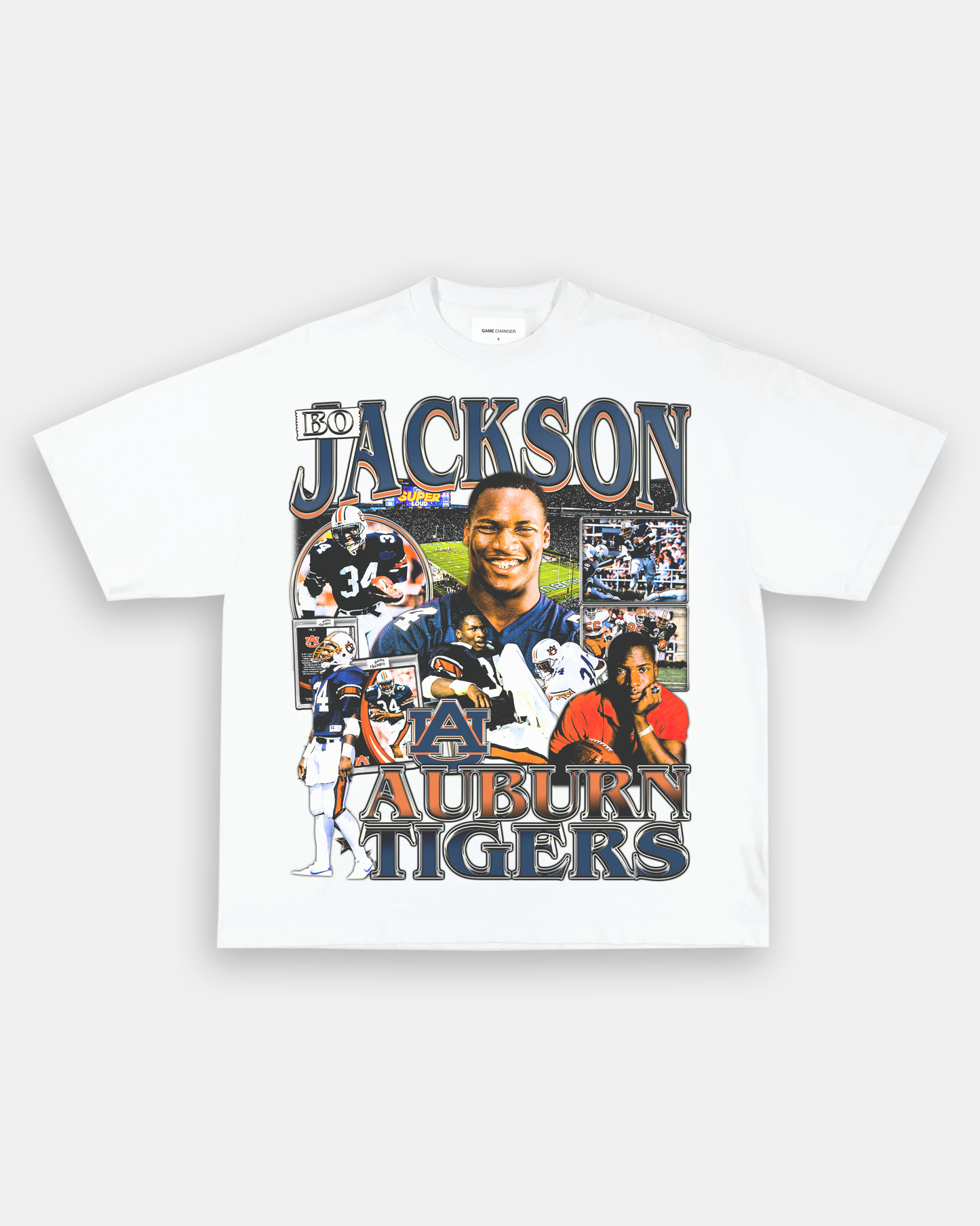 Unisex-Adult Ultra Cotton Washed T-Shirt Graphic BO JACKSON - AUBURN TEE