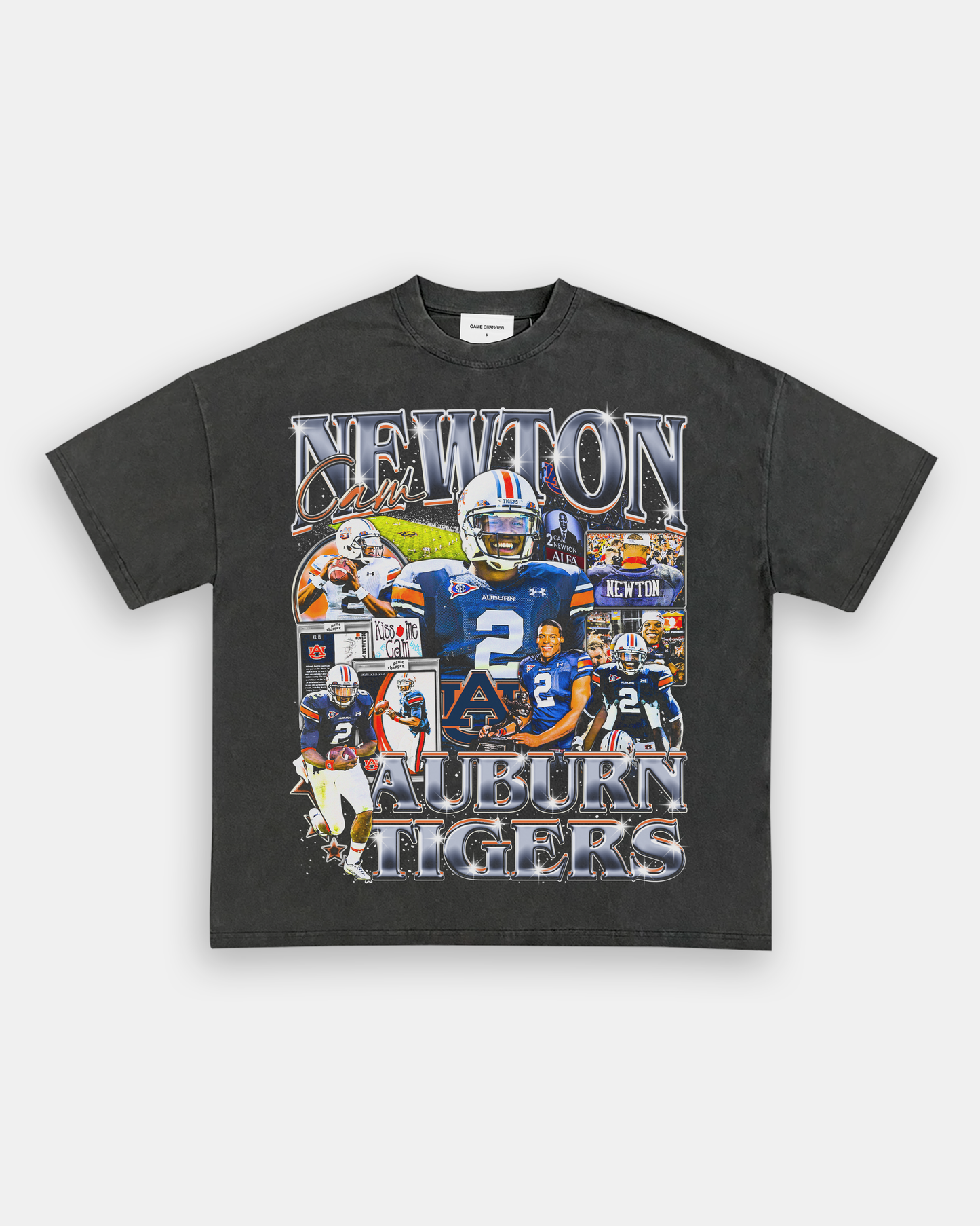 Unisex-Adult Ultra Cotton Washed T-Shirt Graphic CAM NEWTON - AUBURN TEE