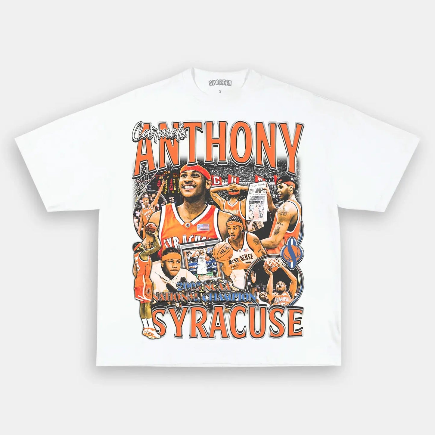 Unisex-Adult Ultra Cotton Washed T-Shirt Graphic CARMELO SYRACUSE TEE