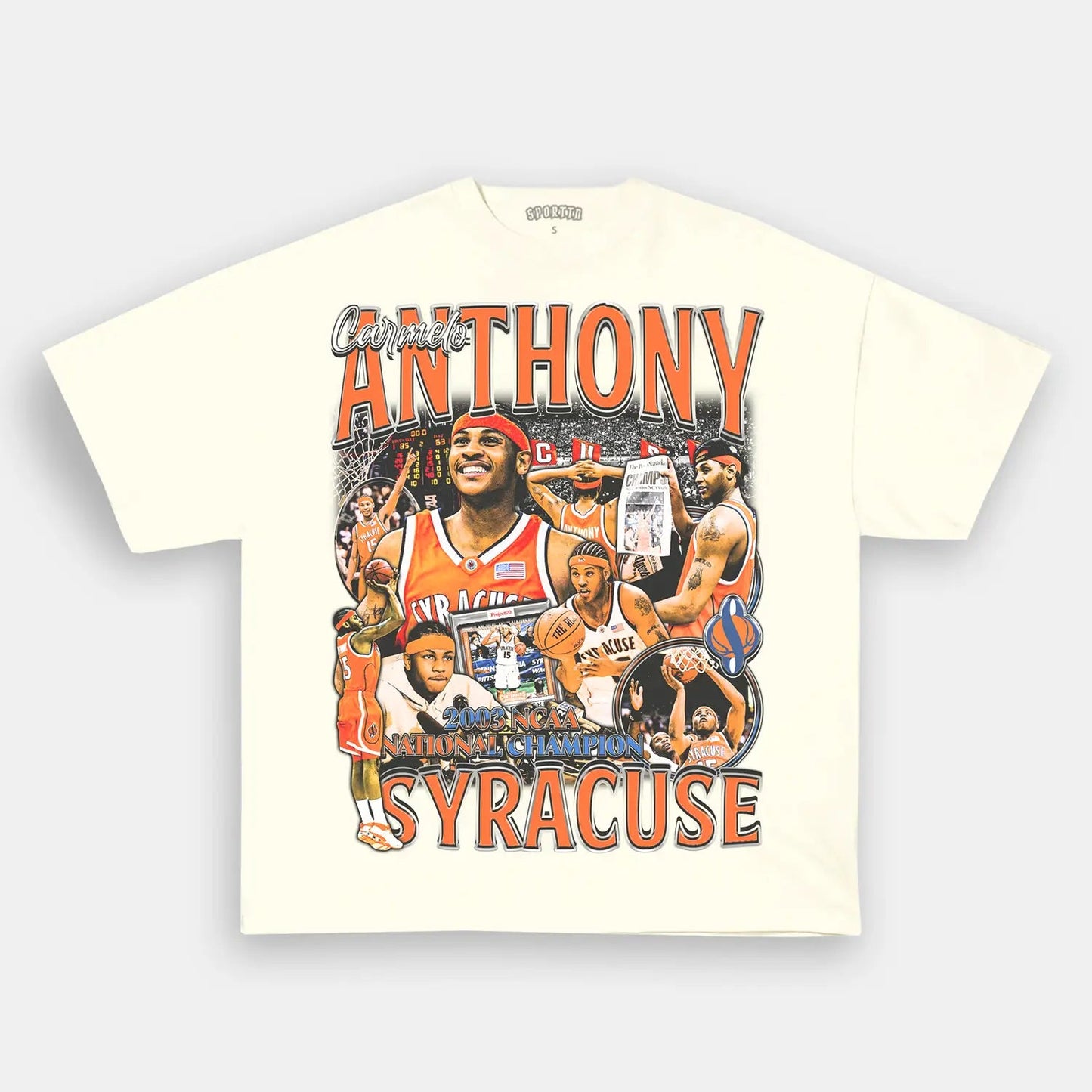 Unisex-Adult Ultra Cotton Washed T-Shirt Graphic CARMELO SYRACUSE TEE