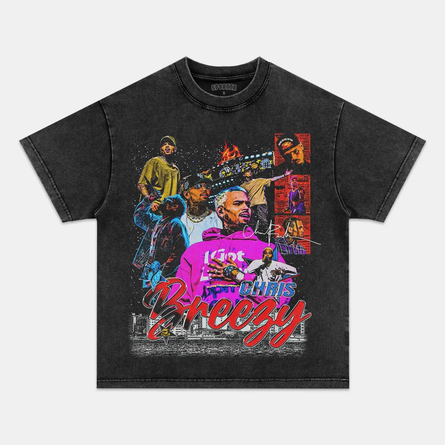 Unisex-Adult Ultra Cotton Washed T-Shirt Graphic CHRIS BROWN TEE