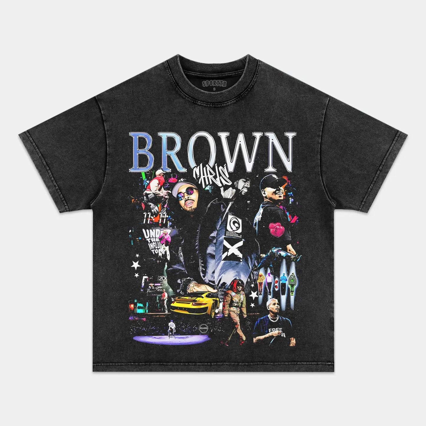 Unisex-Adult Ultra Cotton Washed T-Shirt Graphic CHRIS BROWN VINTAGE TEE