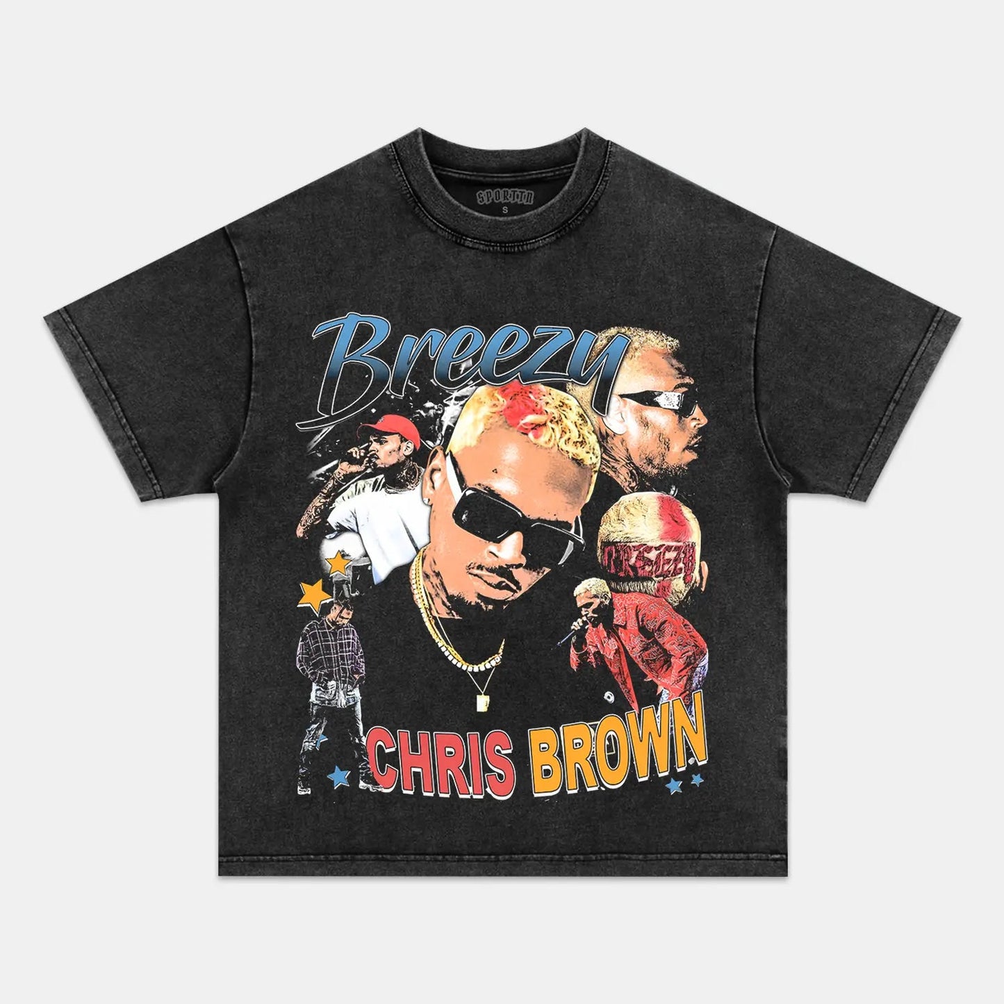 Unisex-Adult Ultra Cotton Washed T-Shirt Graphic  2024 CHRIS BROWN V5 VINTAGE TEE