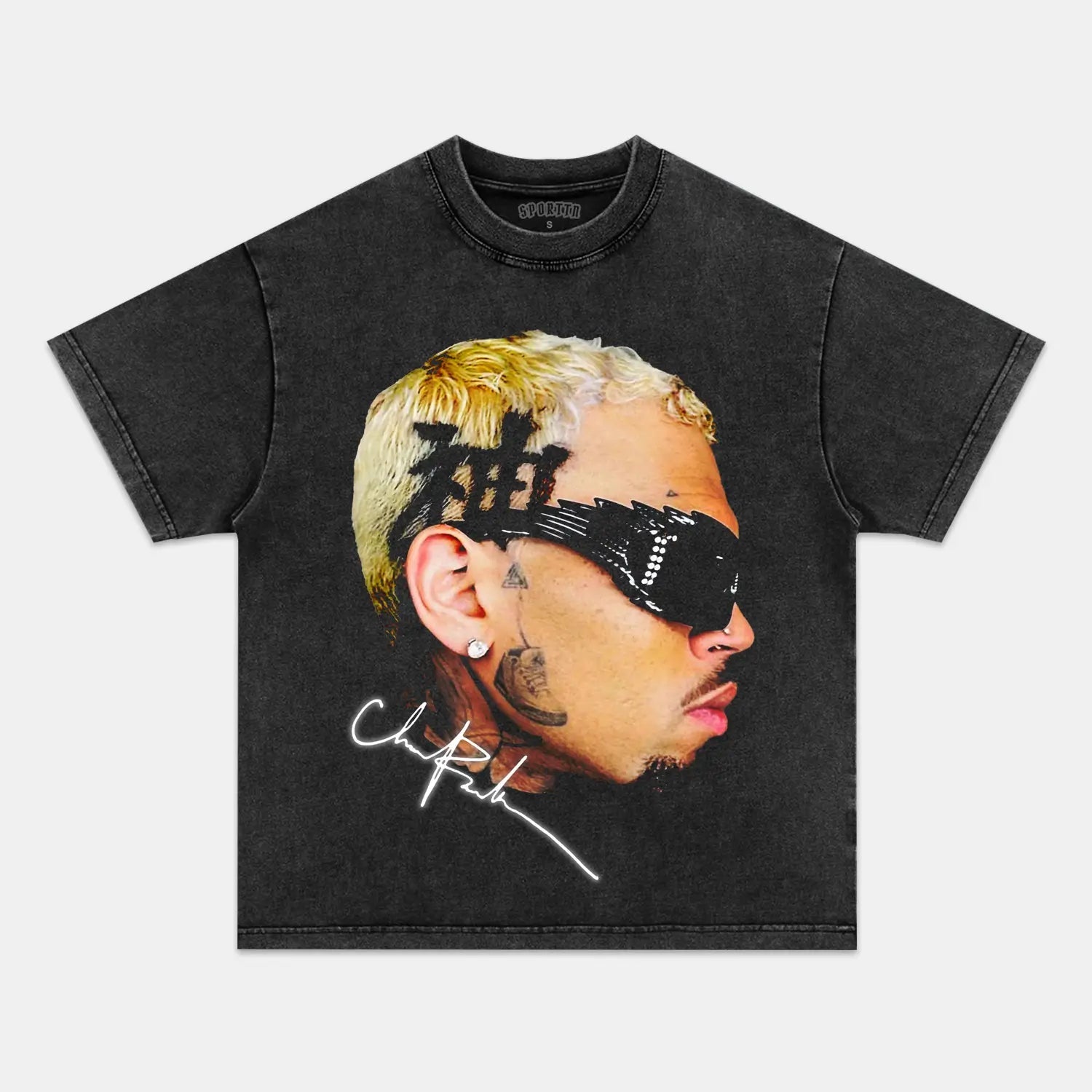 Unisex-Adult Ultra Cotton Washed T-Shirt Graphic  CHRIS BROWN BIG FACE V2  TEE