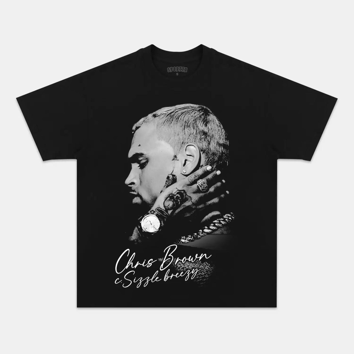 Unisex-Adult Ultra Cotton Washed T-Shirt Graphic CHRIS BROWN BIG FACE V3 TEE