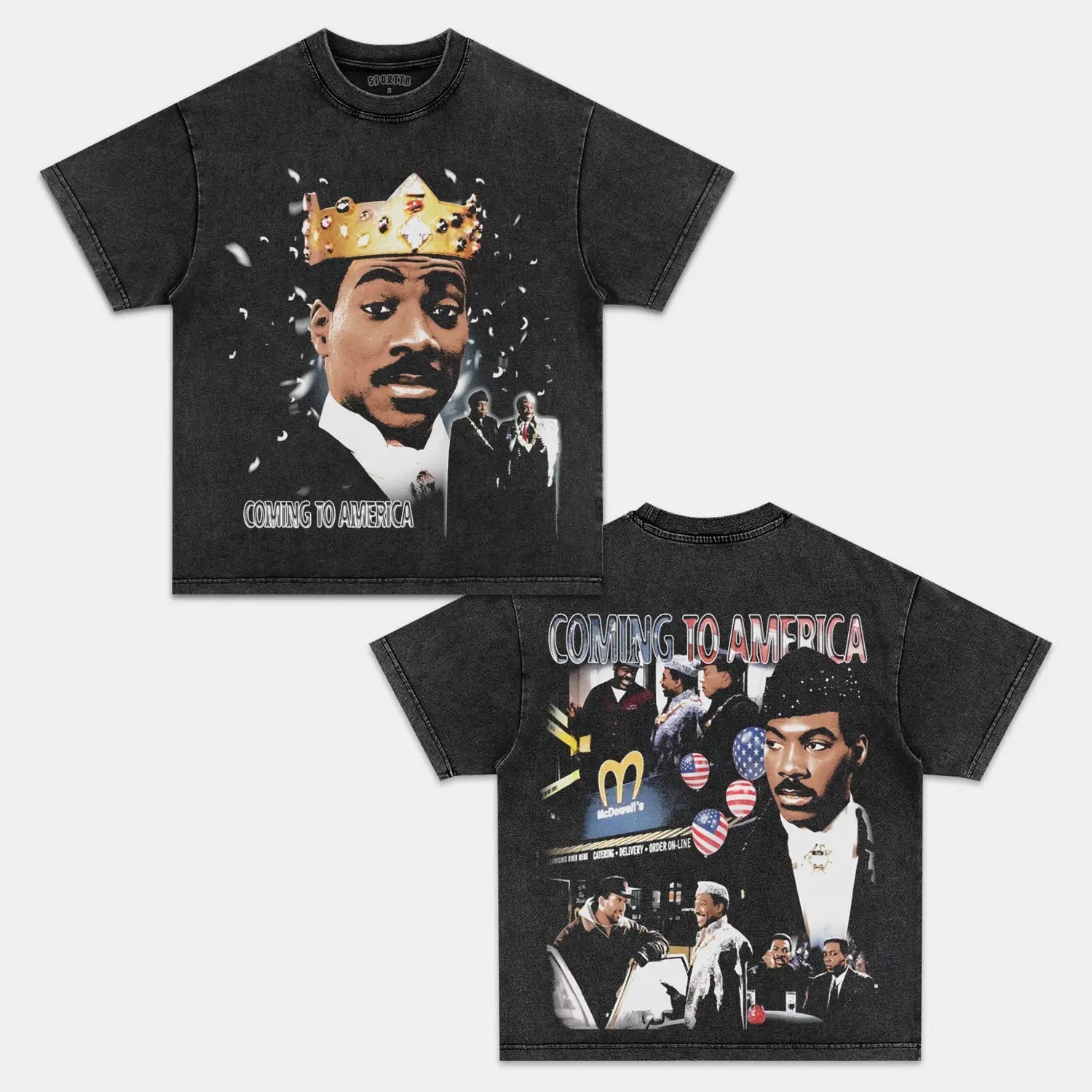 Unisex-Adult Ultra Cotton Washed T-Shirt Graphic COMING TO AMERICA TEE