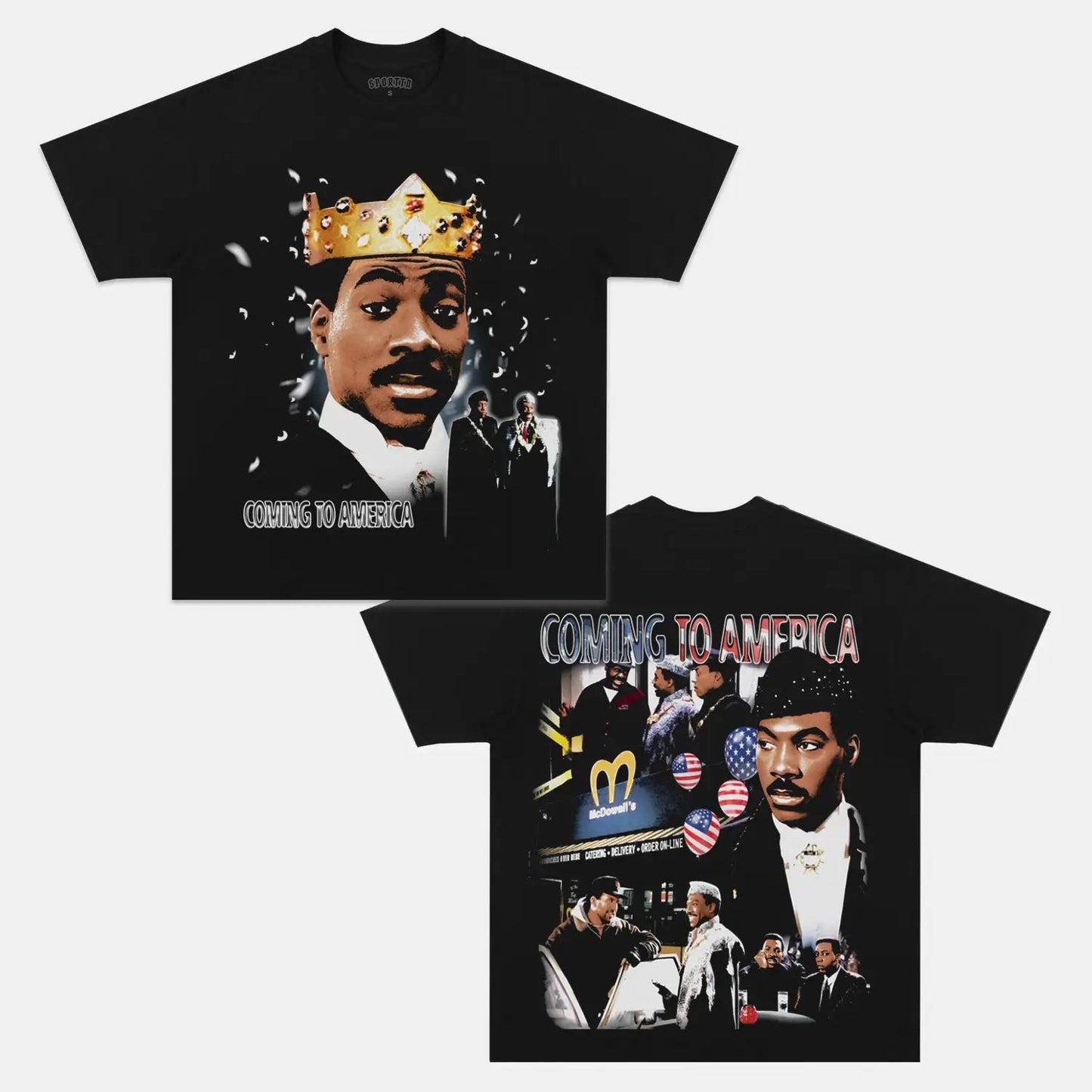 Unisex-Adult Ultra Cotton Washed T-Shirt Graphic COMING TO AMERICA TEE