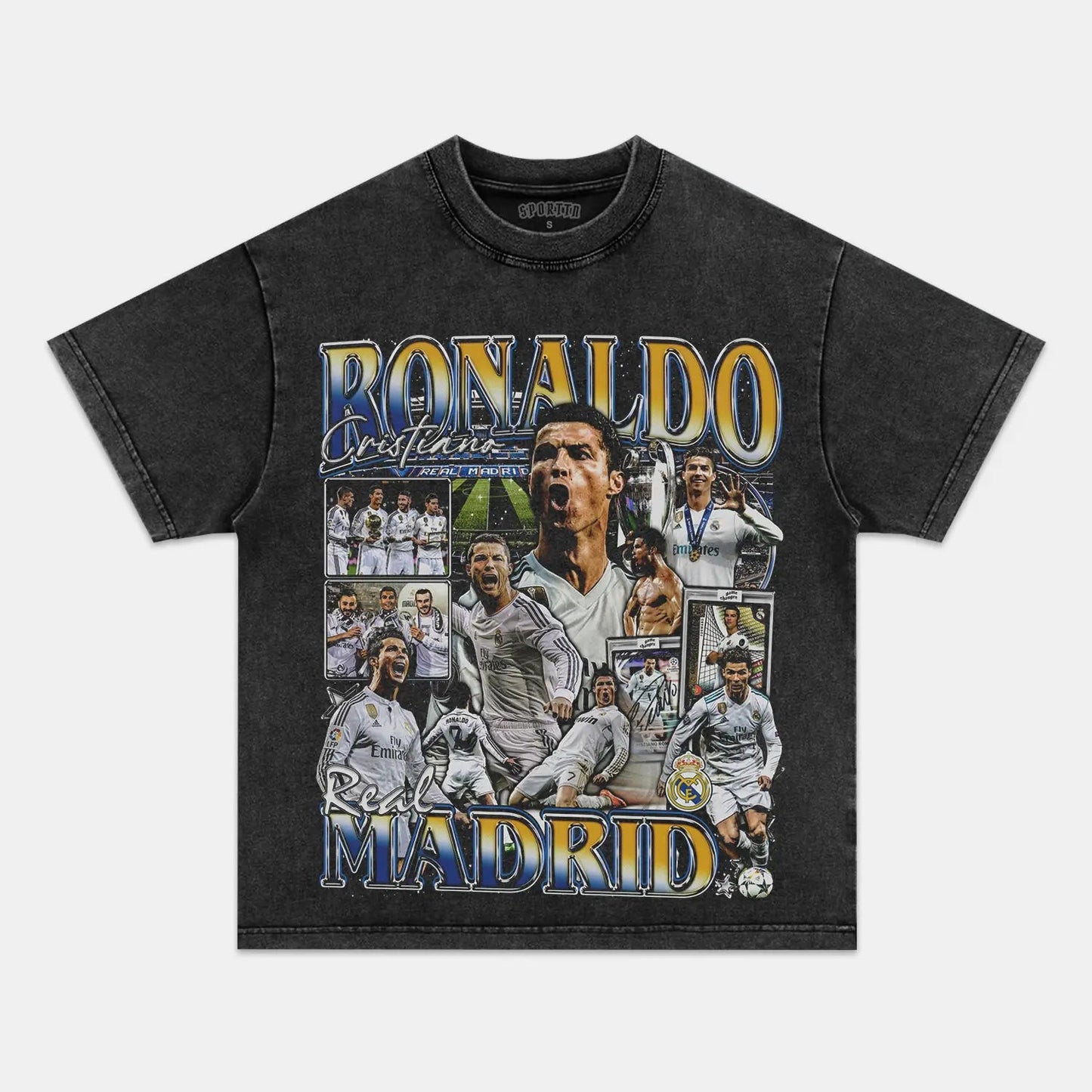 Unisex-Adult Ultra Cotton Washed T-Shirt Graphic  CRISTIANO RONALDO V2 TEE